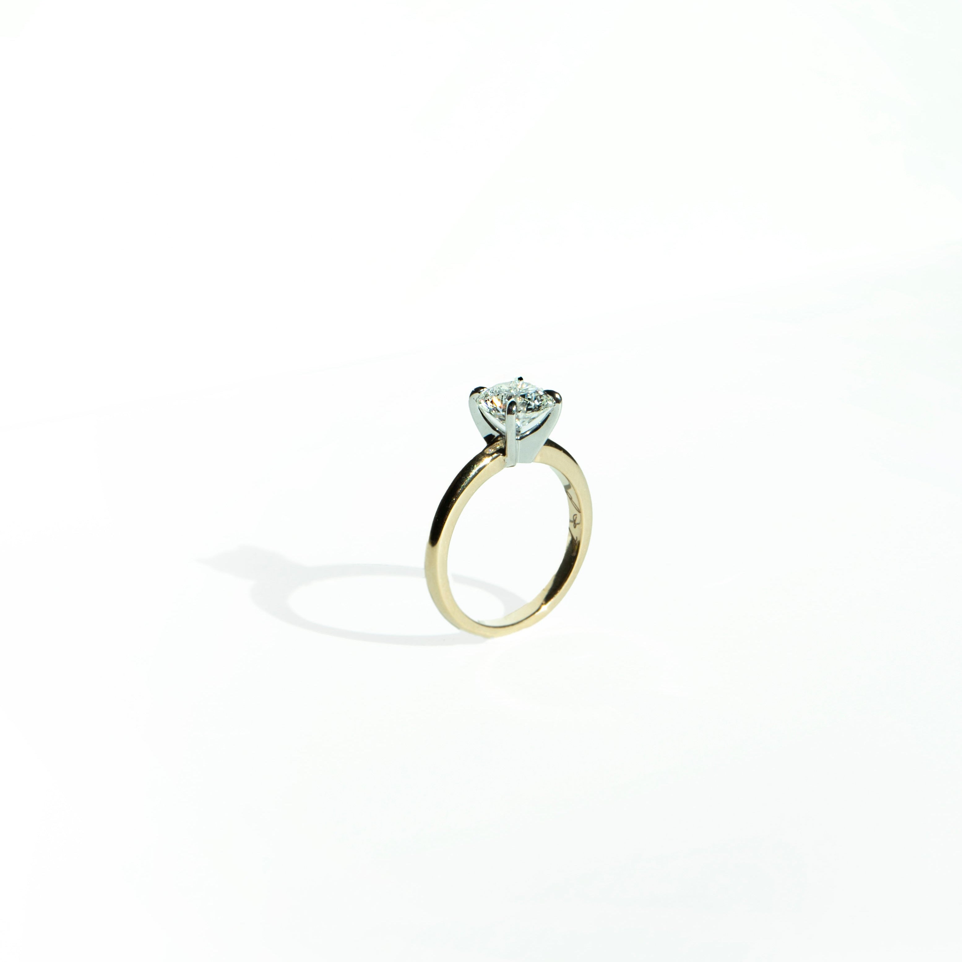 14k Two-Tone Solitaire Diamond Ring with Pointed Prongs