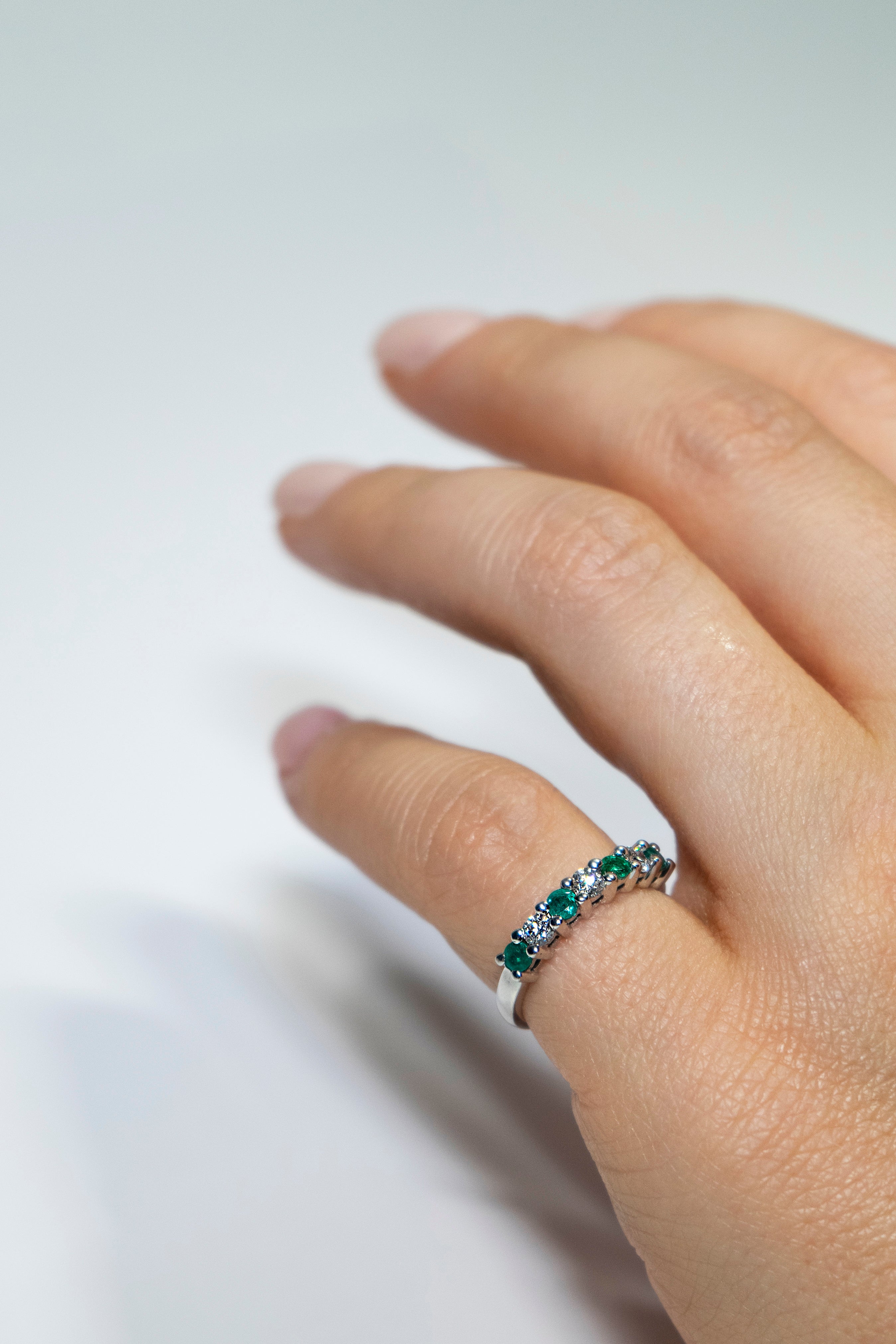 Classic emerald and diamond band