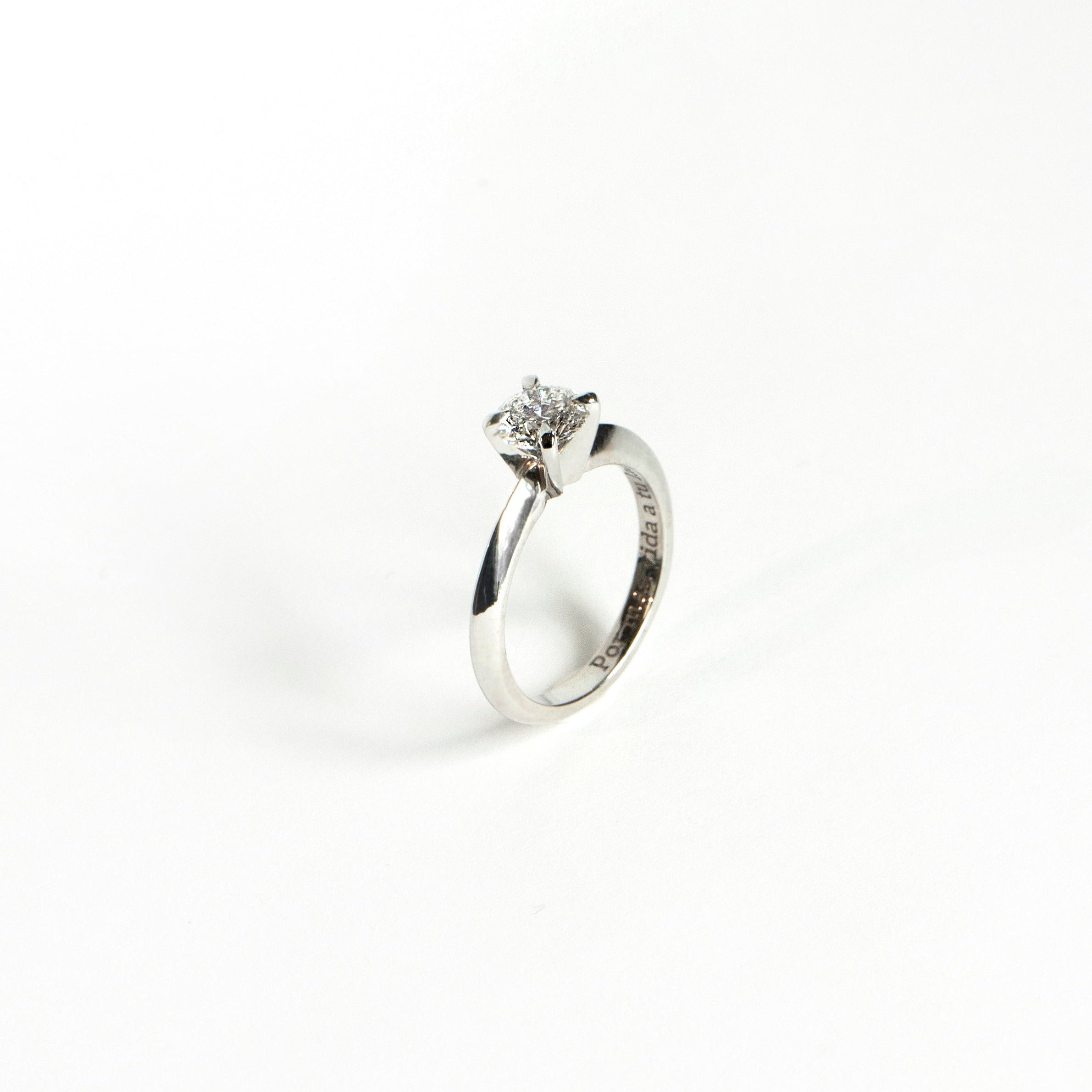 Triangular band lab-grown diamond ring in 14k white gold