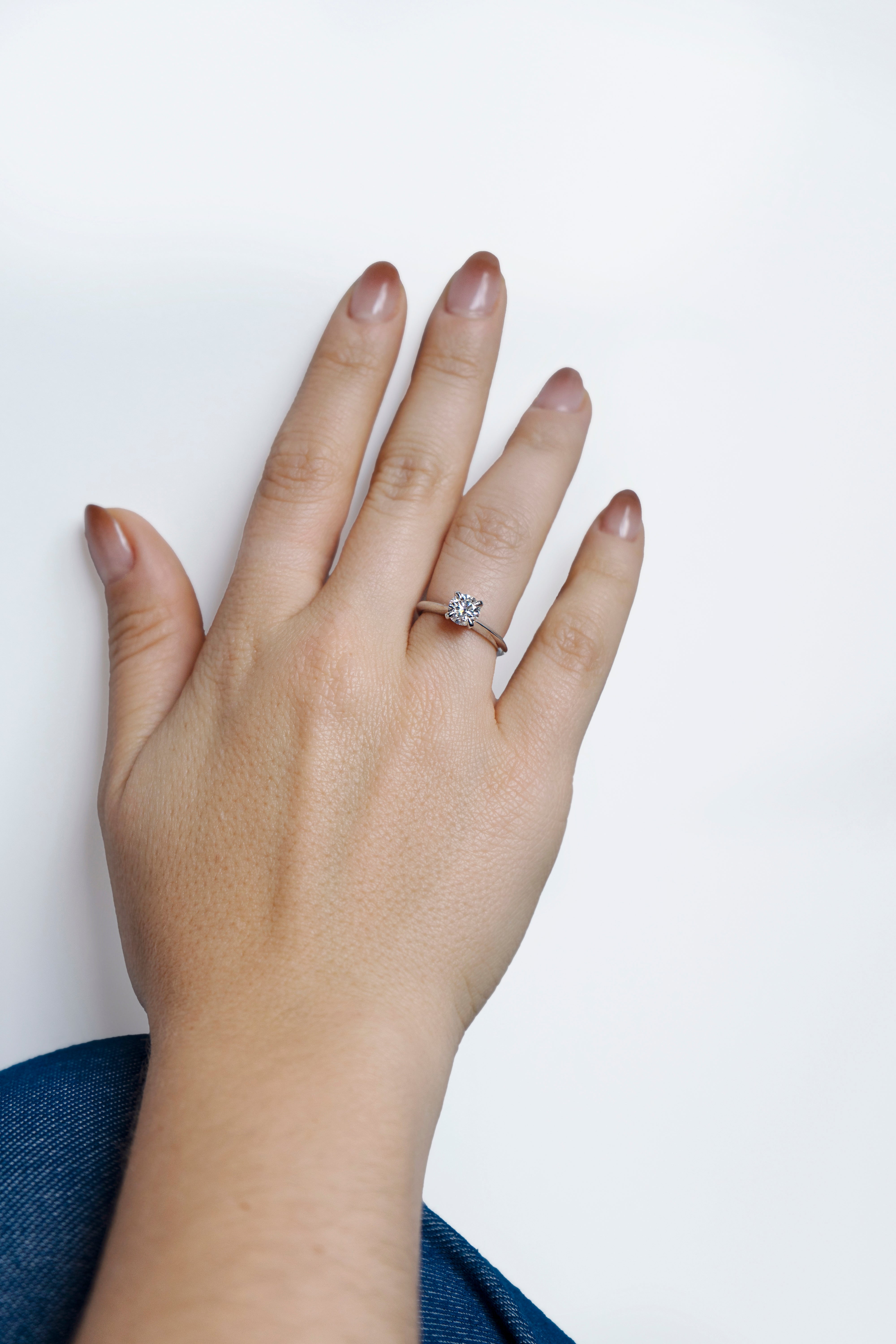 Triangular band lab-grown diamond ring in 14k white gold