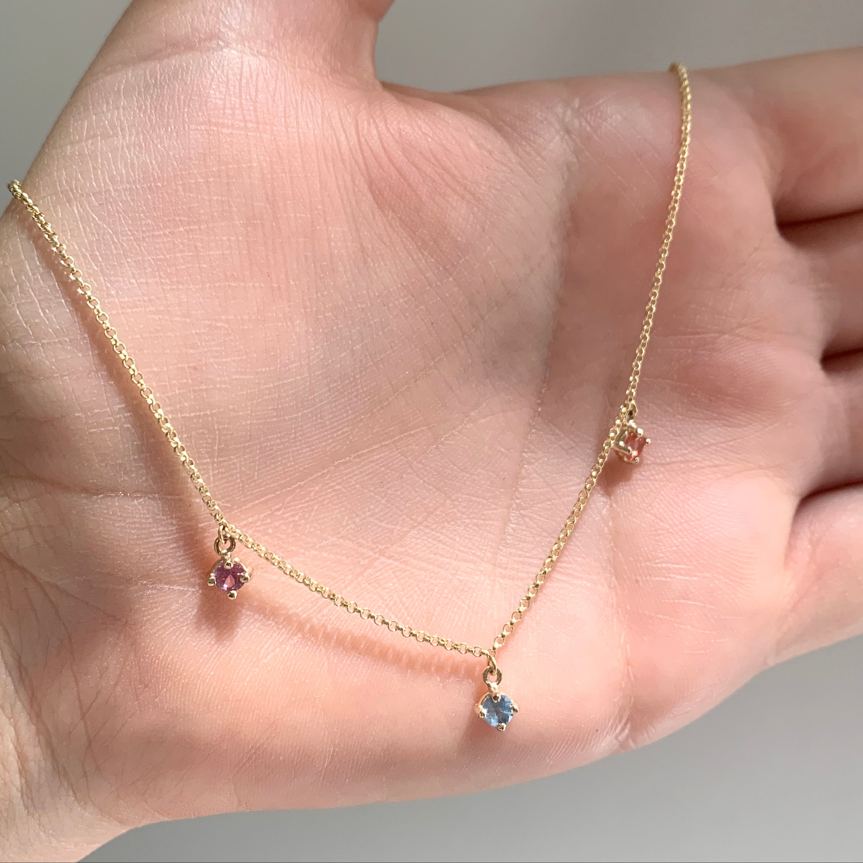 Dangling Colored Sapphires Necklace