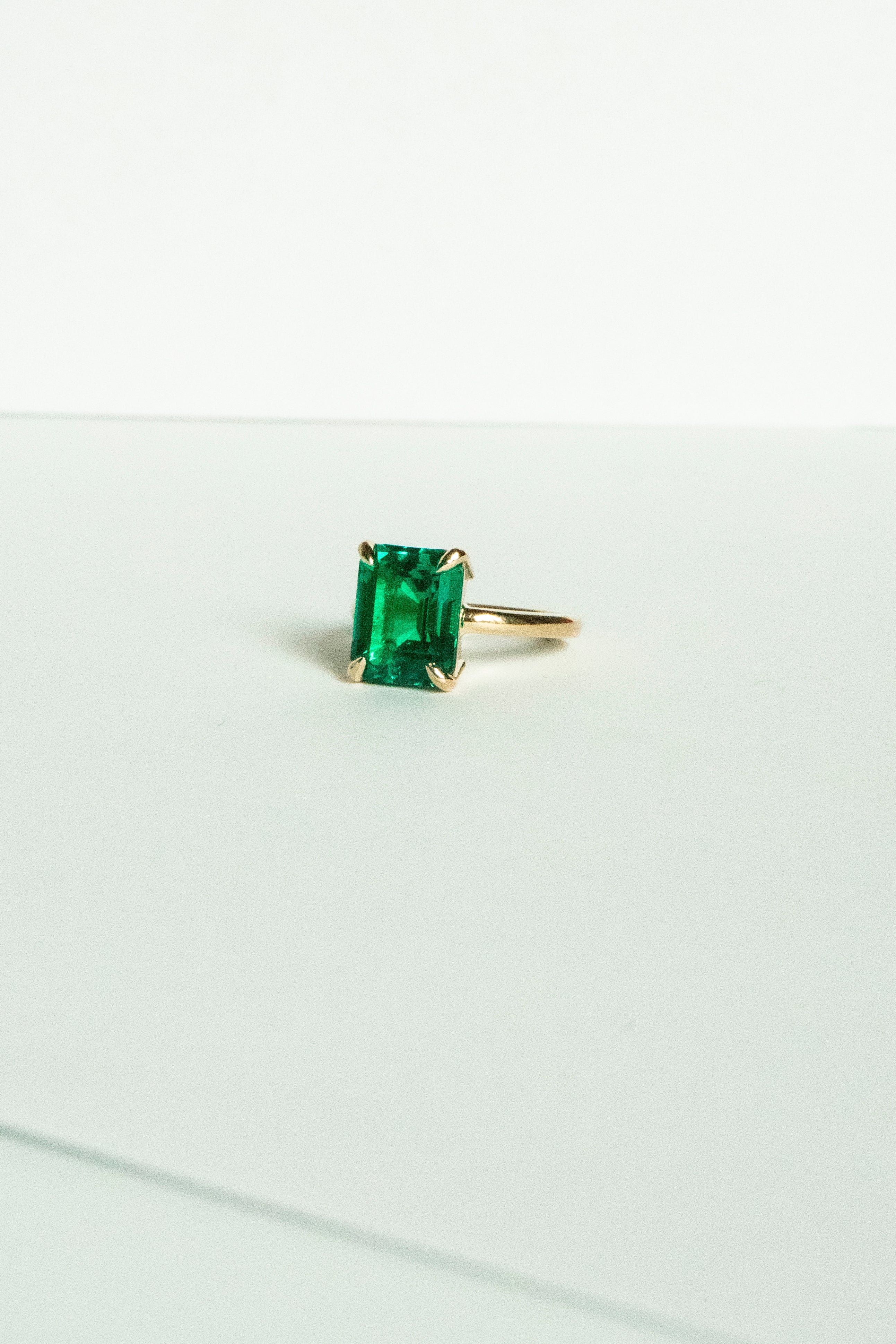 14k Gold Lab-grown Emerald Ring
