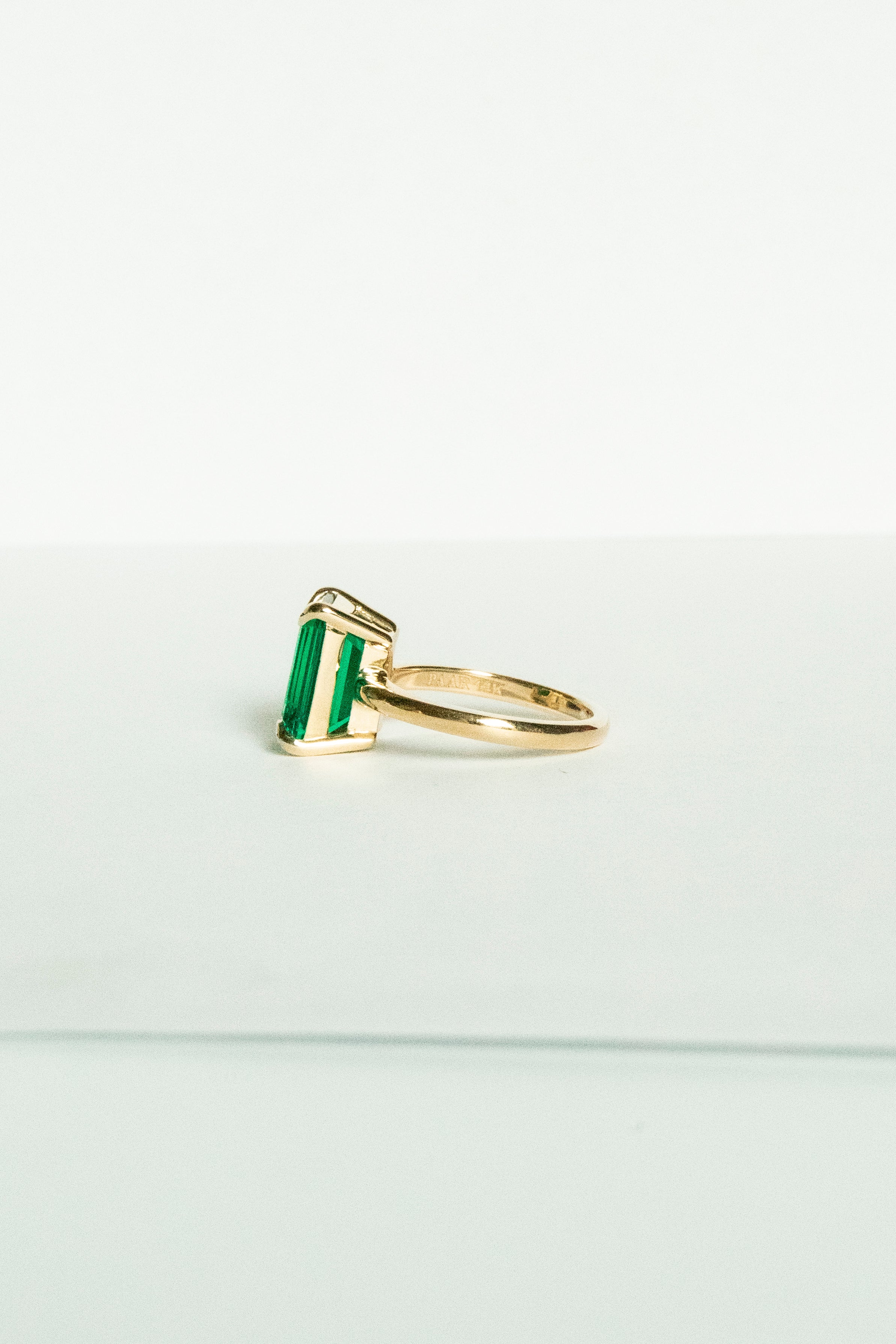 14k Gold Lab-grown Emerald Ring