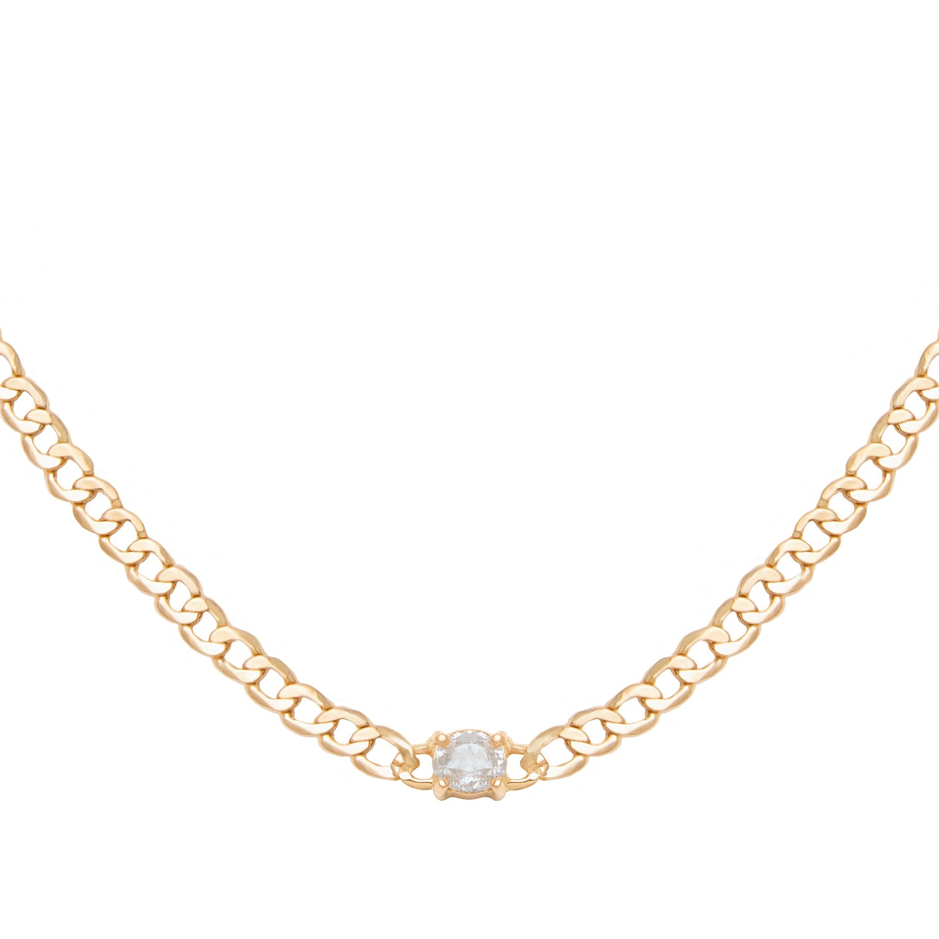 Collar de Oro Amarillo con un Diamante Ovalado