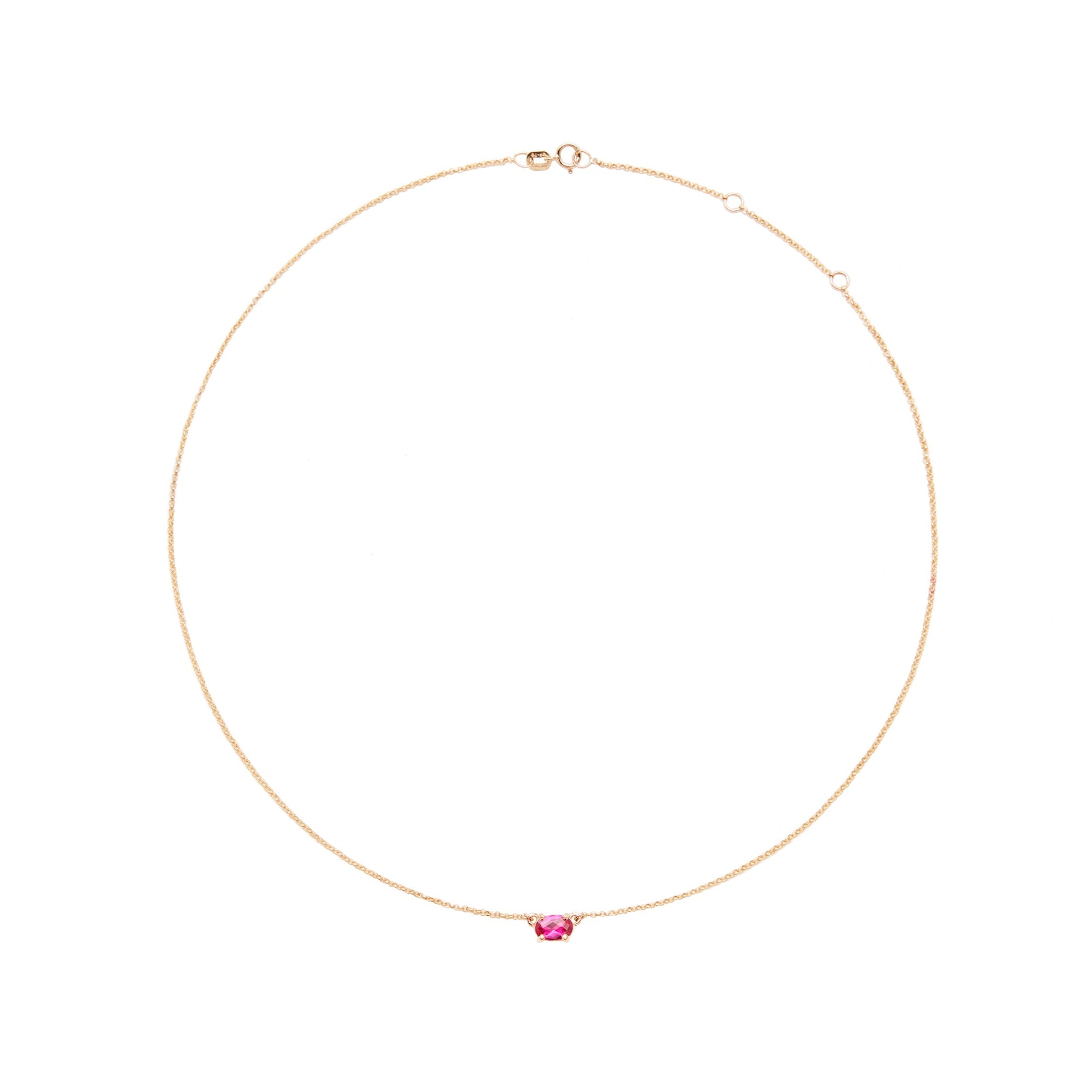 Yellow Gold Necklace with an Oval Ruby