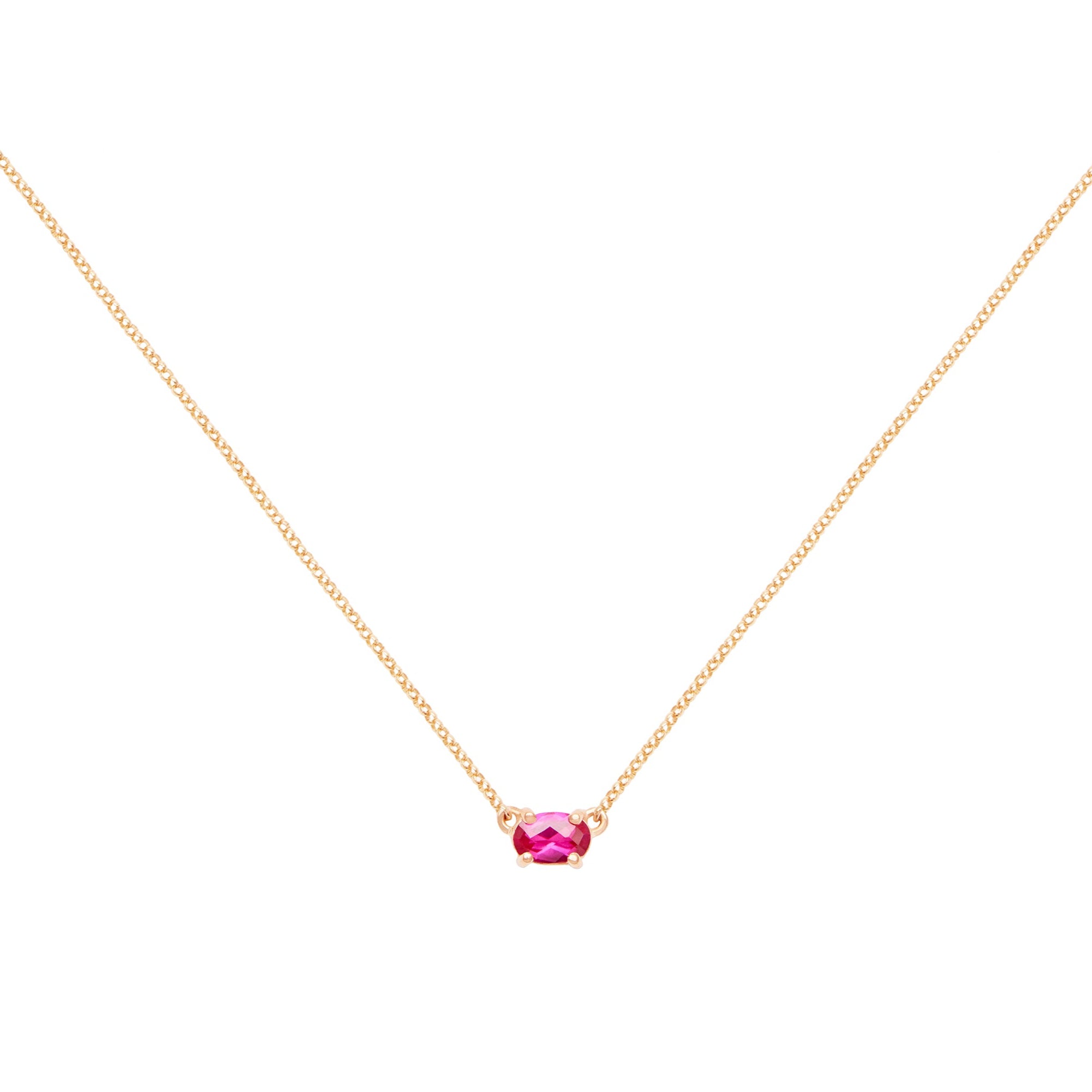 Yellow Gold Necklace with an Oval Ruby