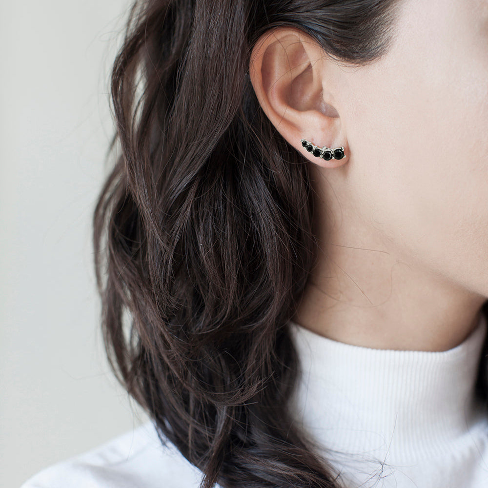 Earcuff Adar Negro Plata