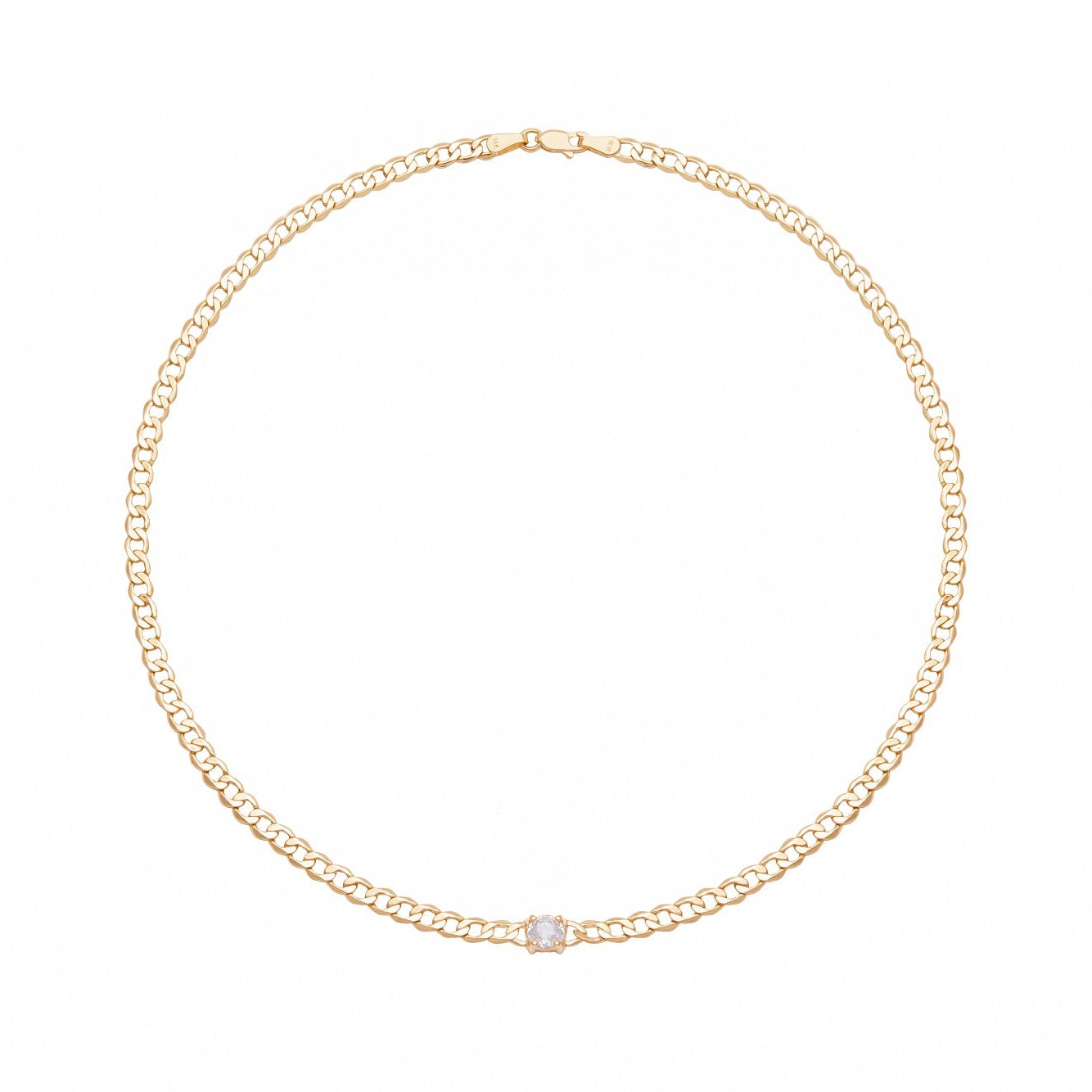 Collar de Oro Amarillo con un Diamante Ovalado