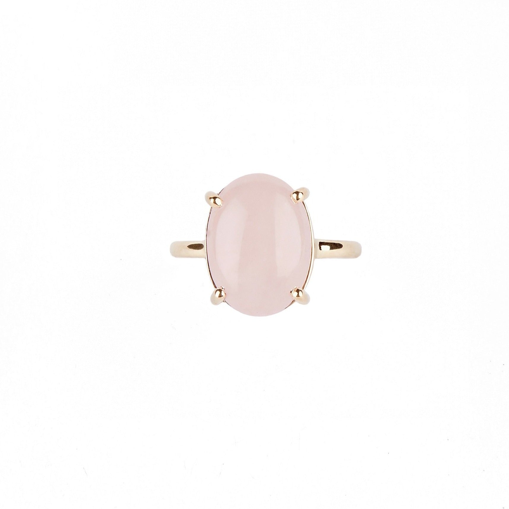 Gold Oval Rose Quartz Ring