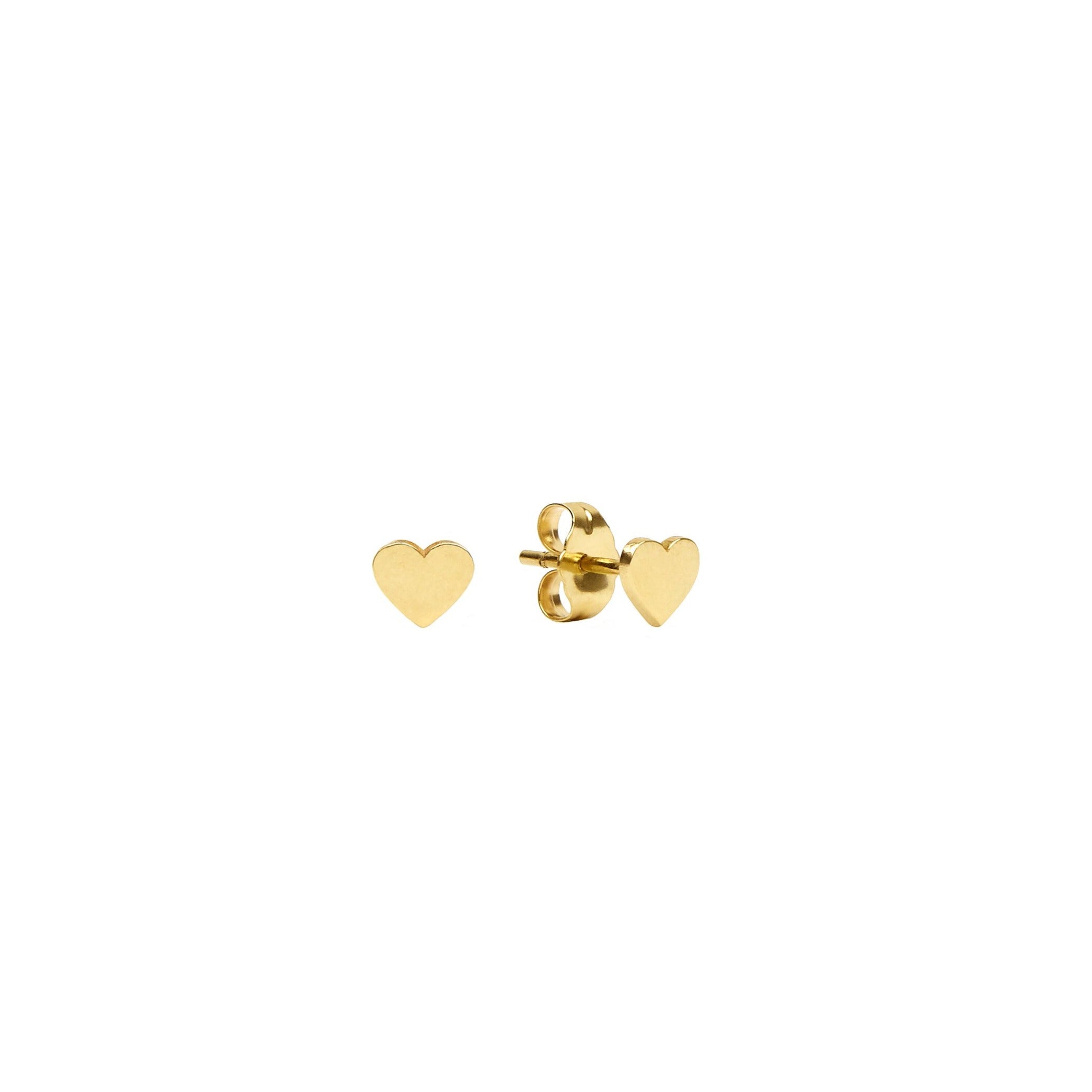 14k Gold Heart Studs