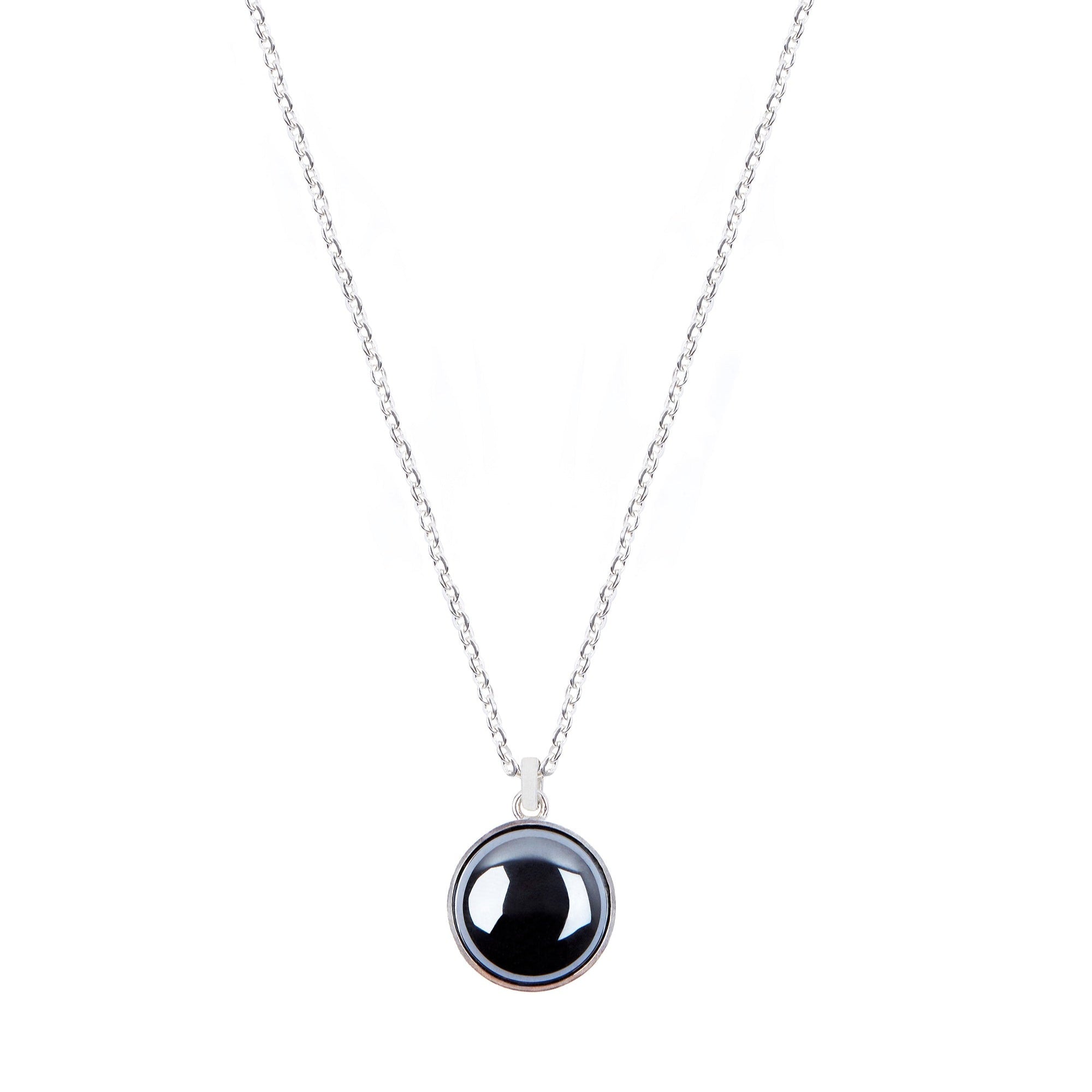 Round Hematite Necklace Silver
