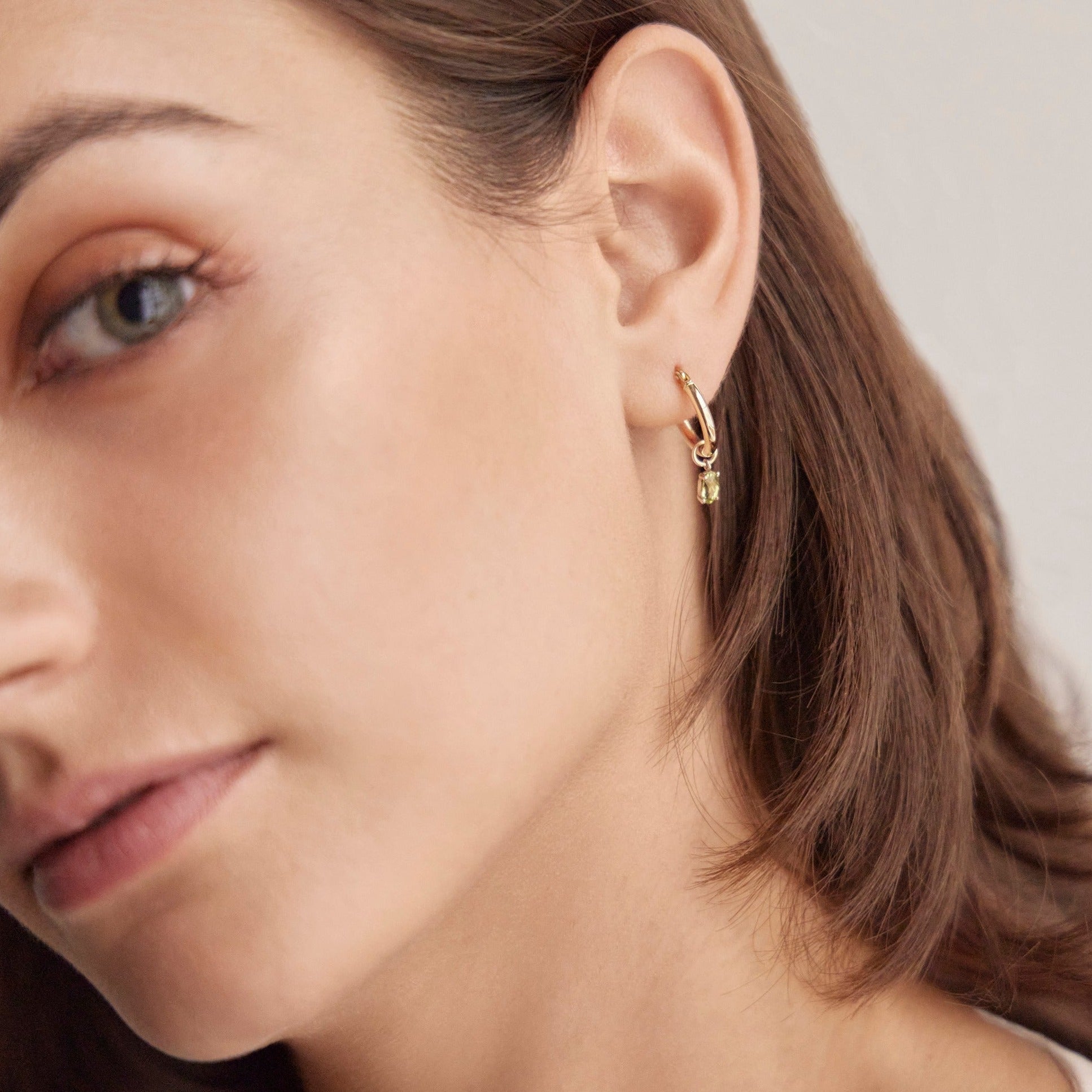 14k Gold Peridot Charm