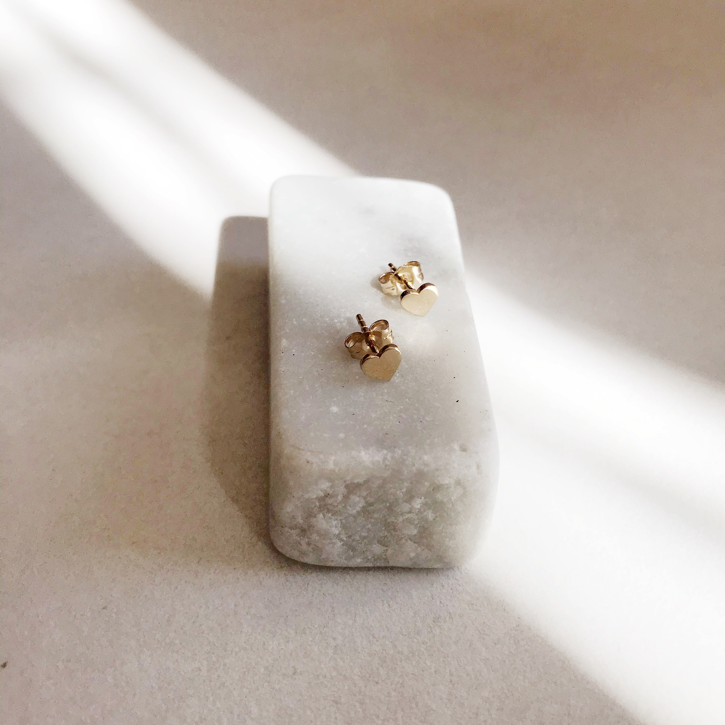 14k Gold Heart Studs