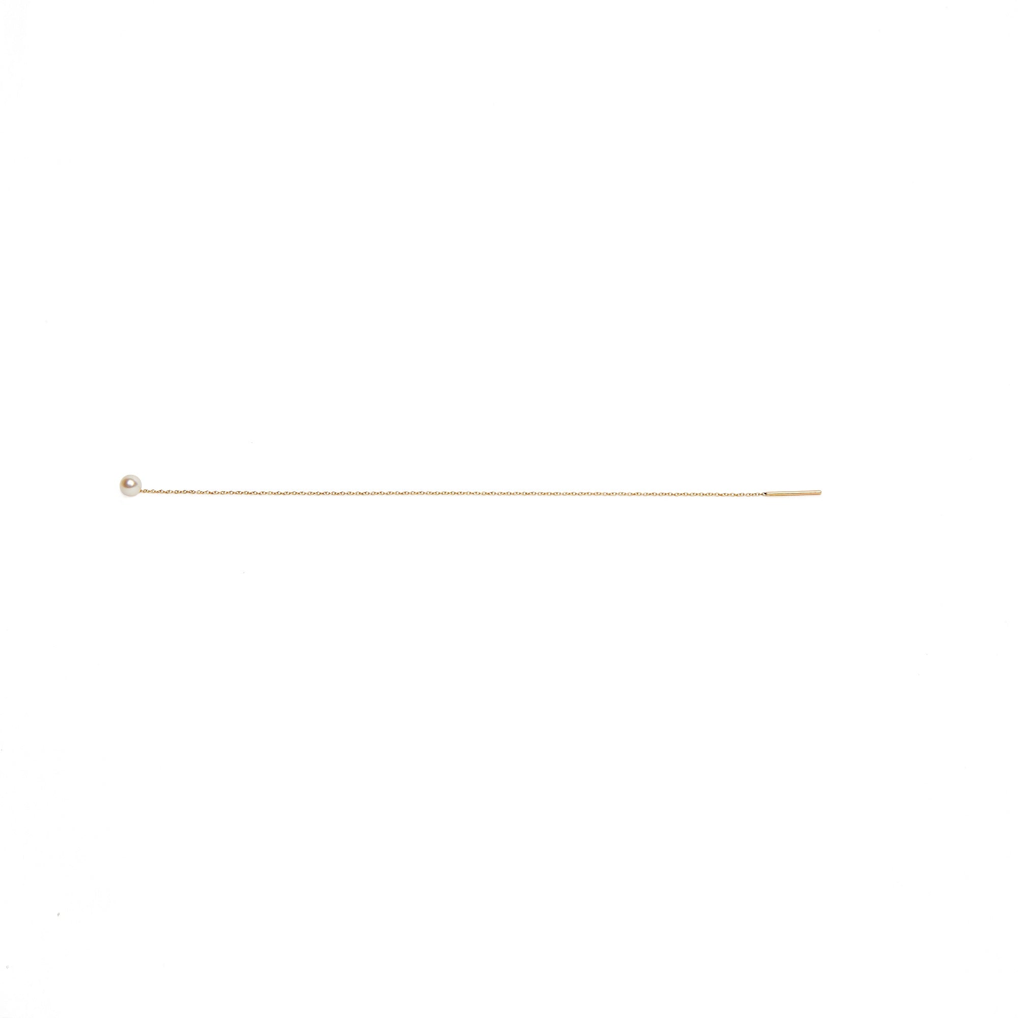 Arete de Cadena con Perla Natural de Oro de 14k