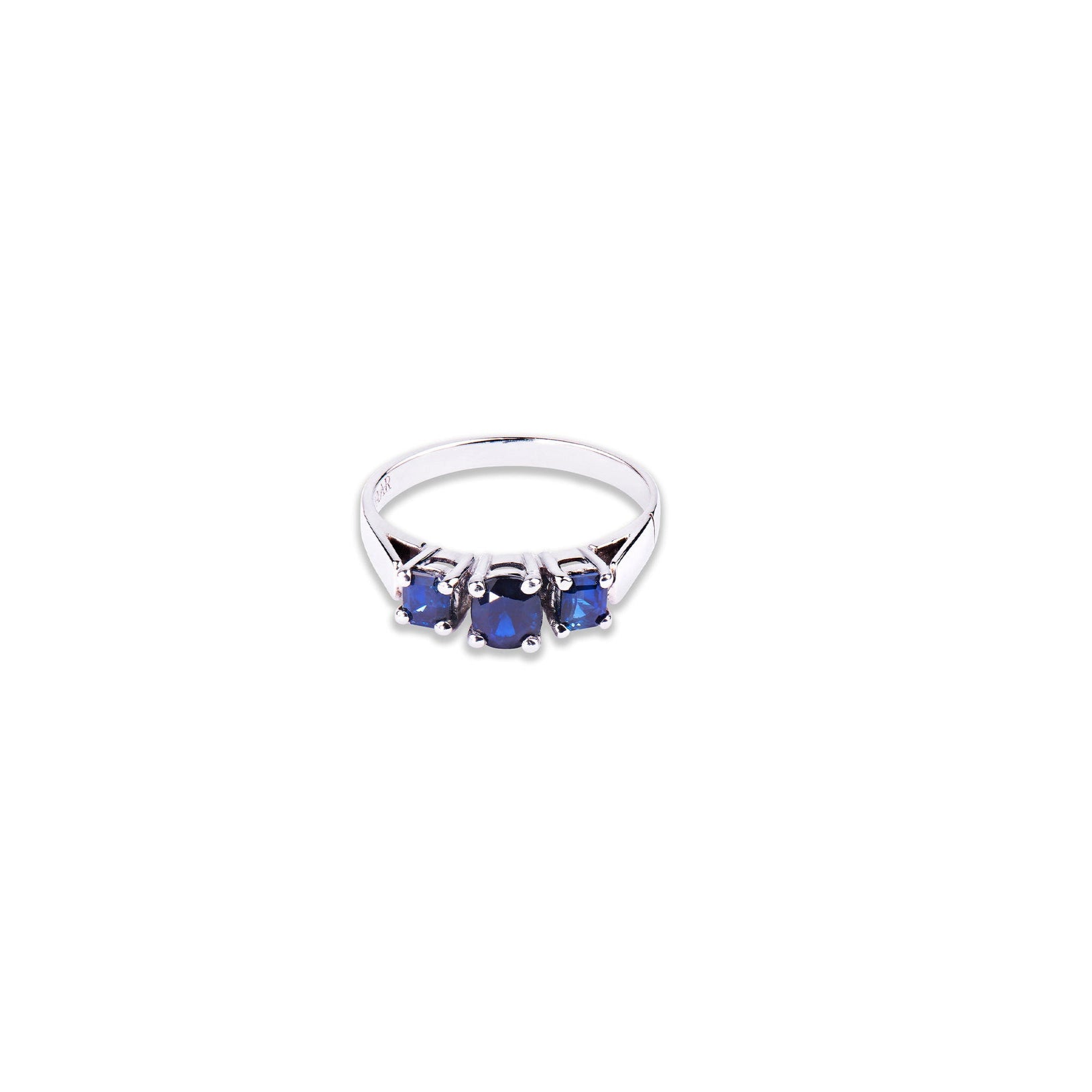 White Gold triple blue sapphire ring