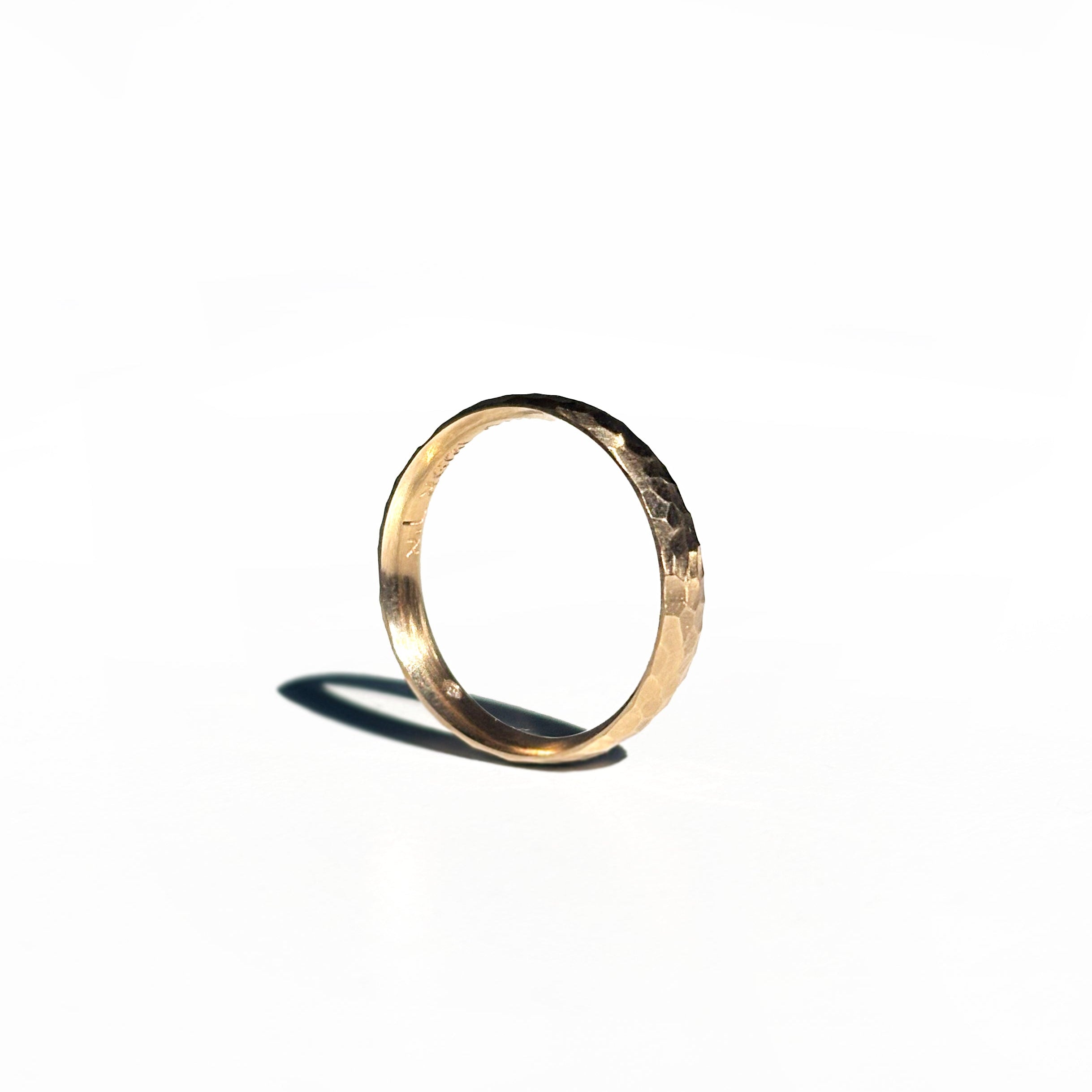 14k Yellow Gold Hammered Wedding Band (Comfort Fit)