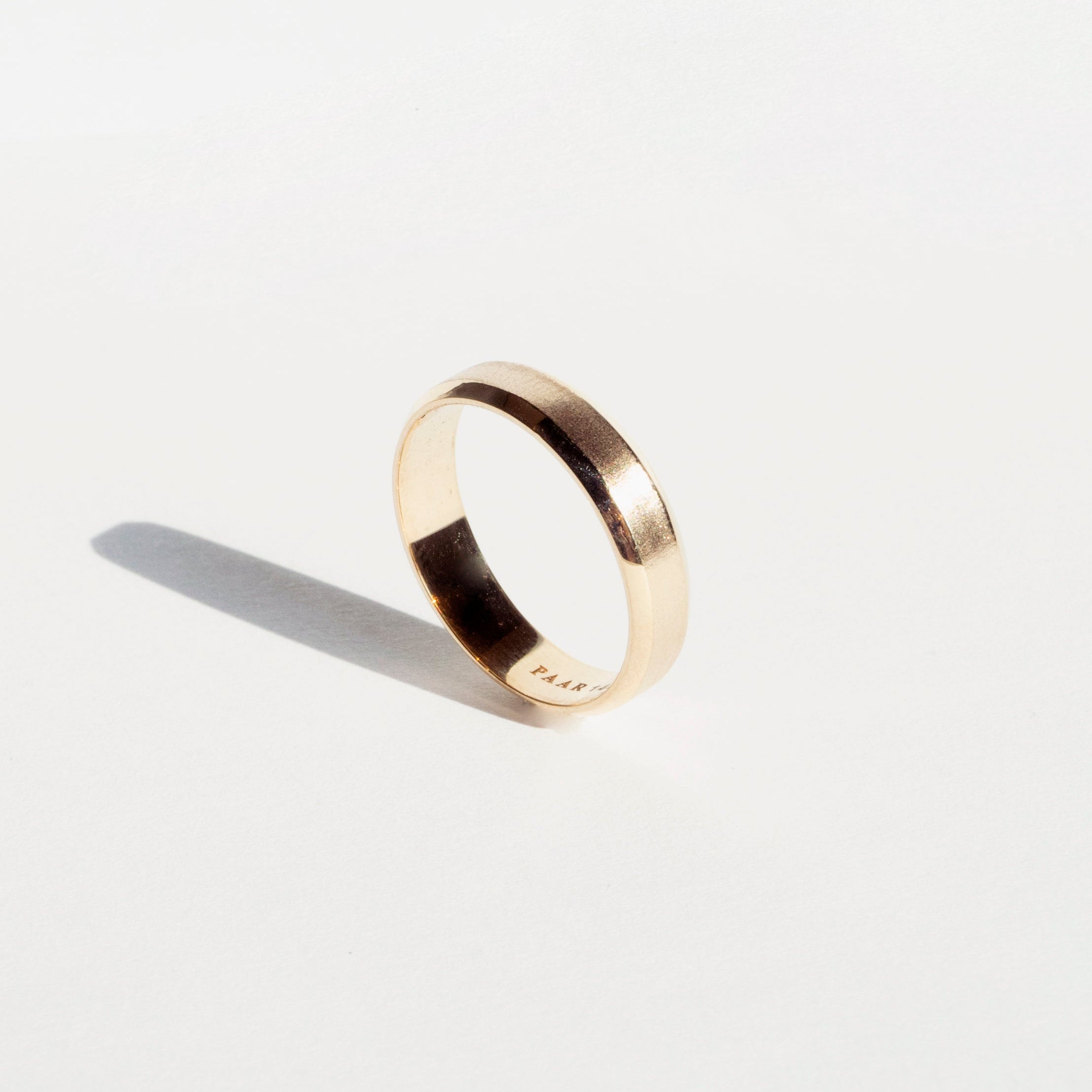 Angled matte-finish wedding band in 14k yellow gold