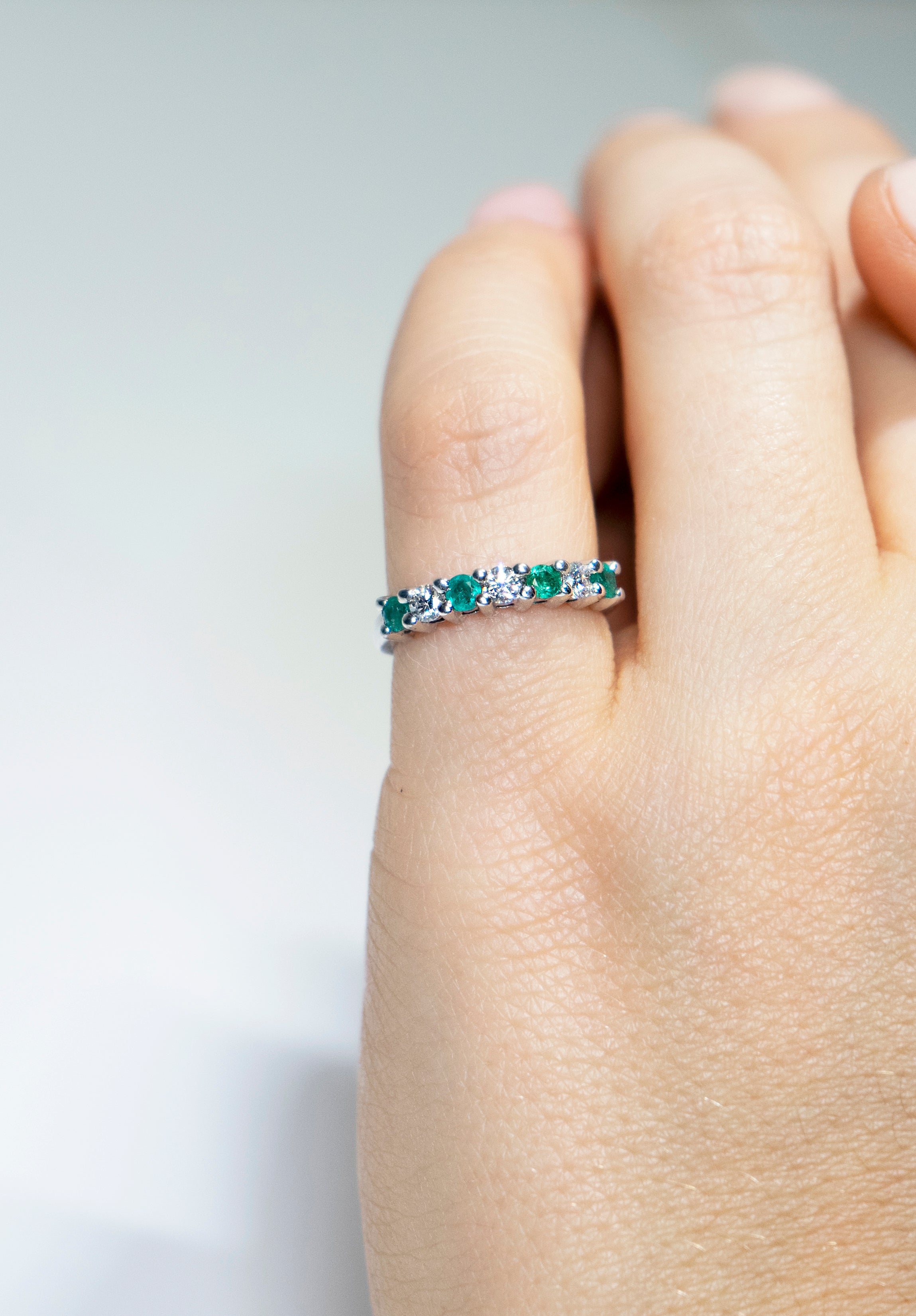 Classic emerald and diamond band