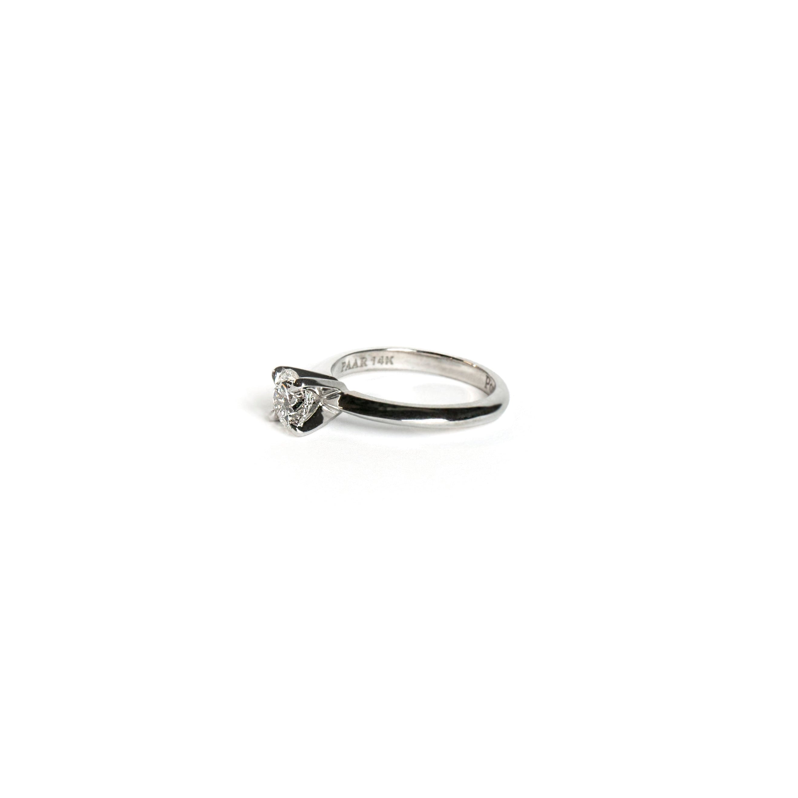 Triangular band lab-grown diamond ring in 14k white gold