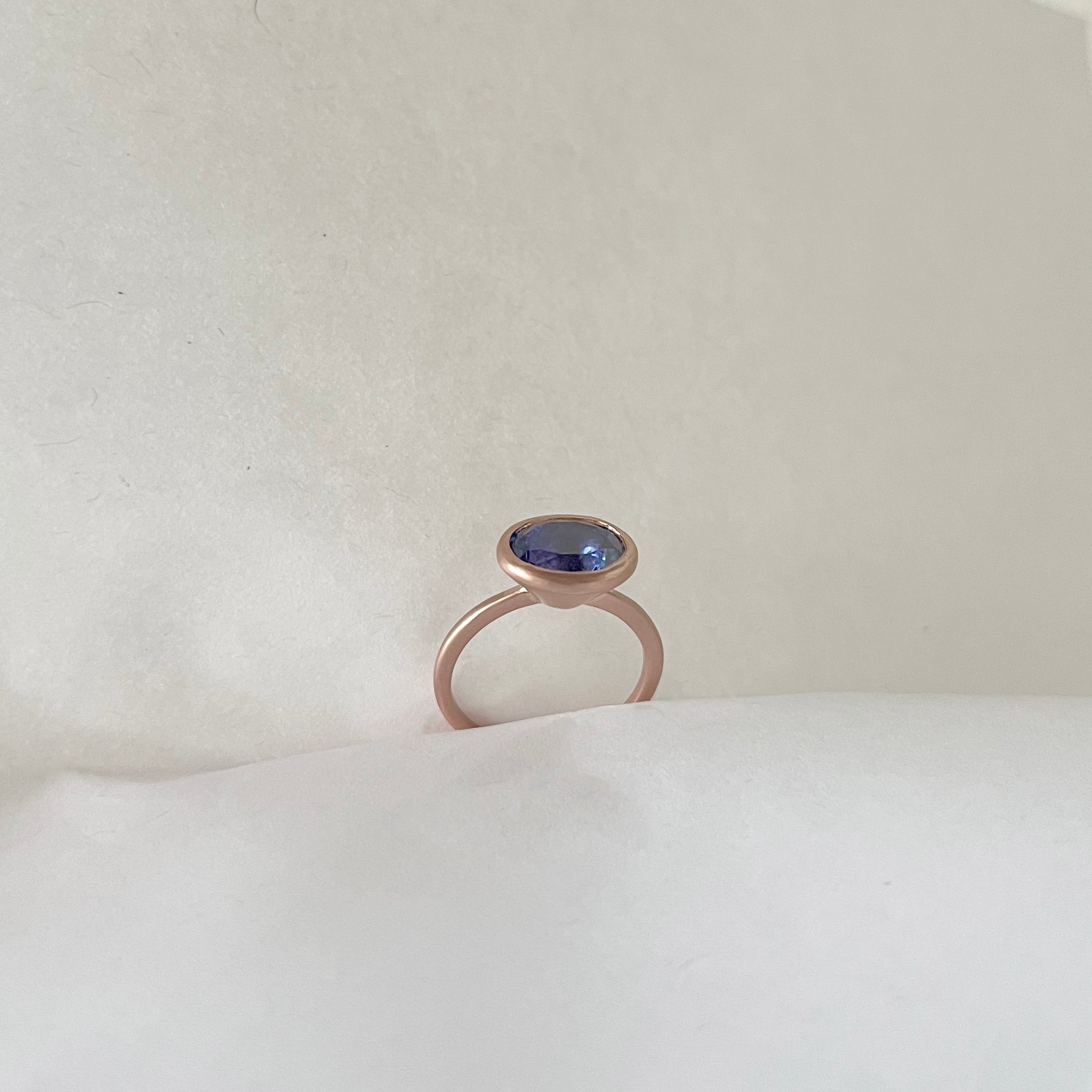 Rose Gold Bezel-Set Tanzanite Solitaire Ring