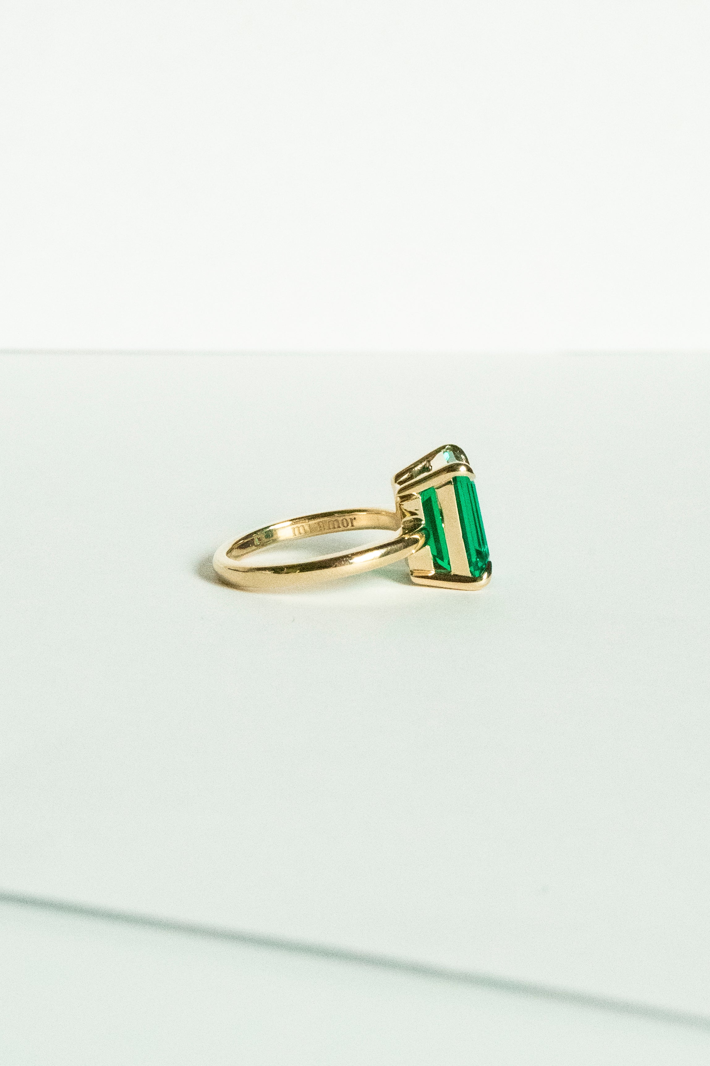 14k Gold Lab-grown Emerald Ring