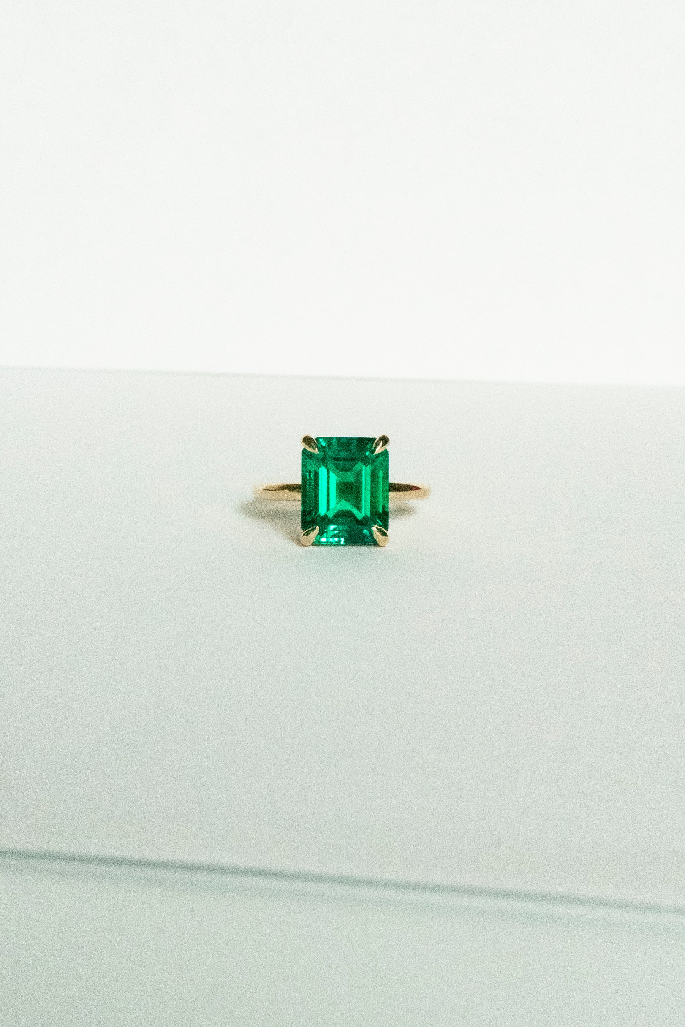 14k Gold Lab-grown Emerald Ring
