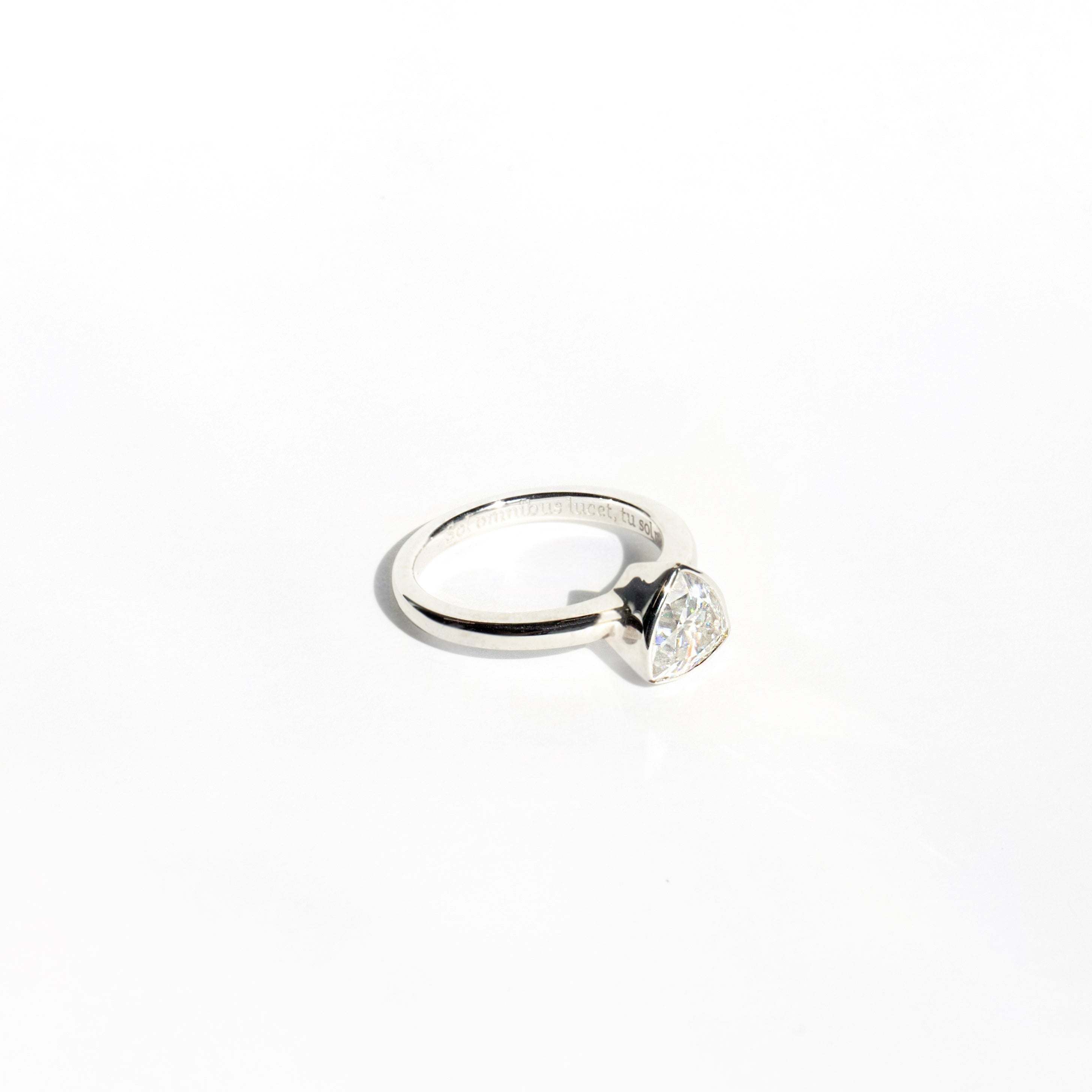 Trillion-cut moissanite bezel ring