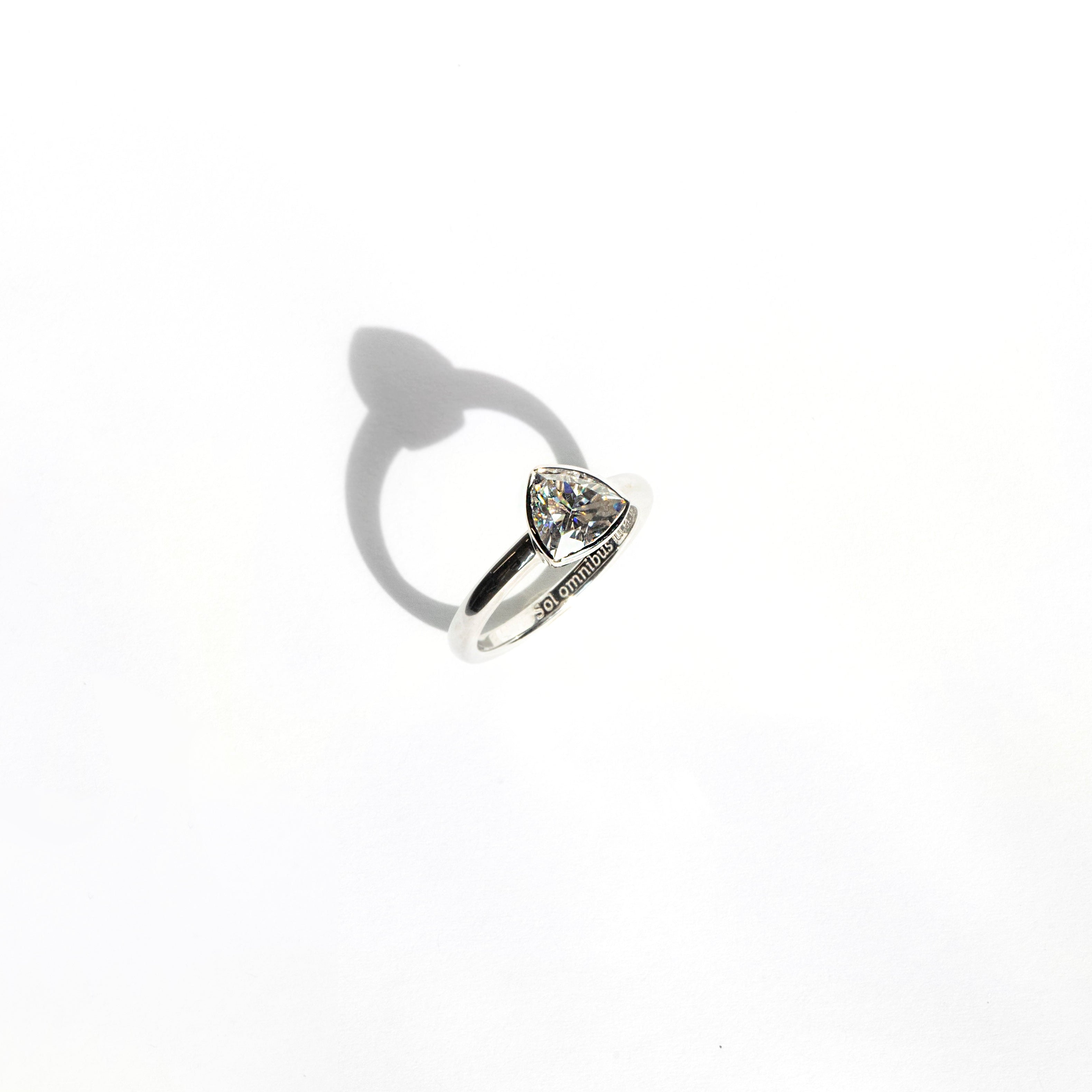 Trillion-cut moissanite bezel ring