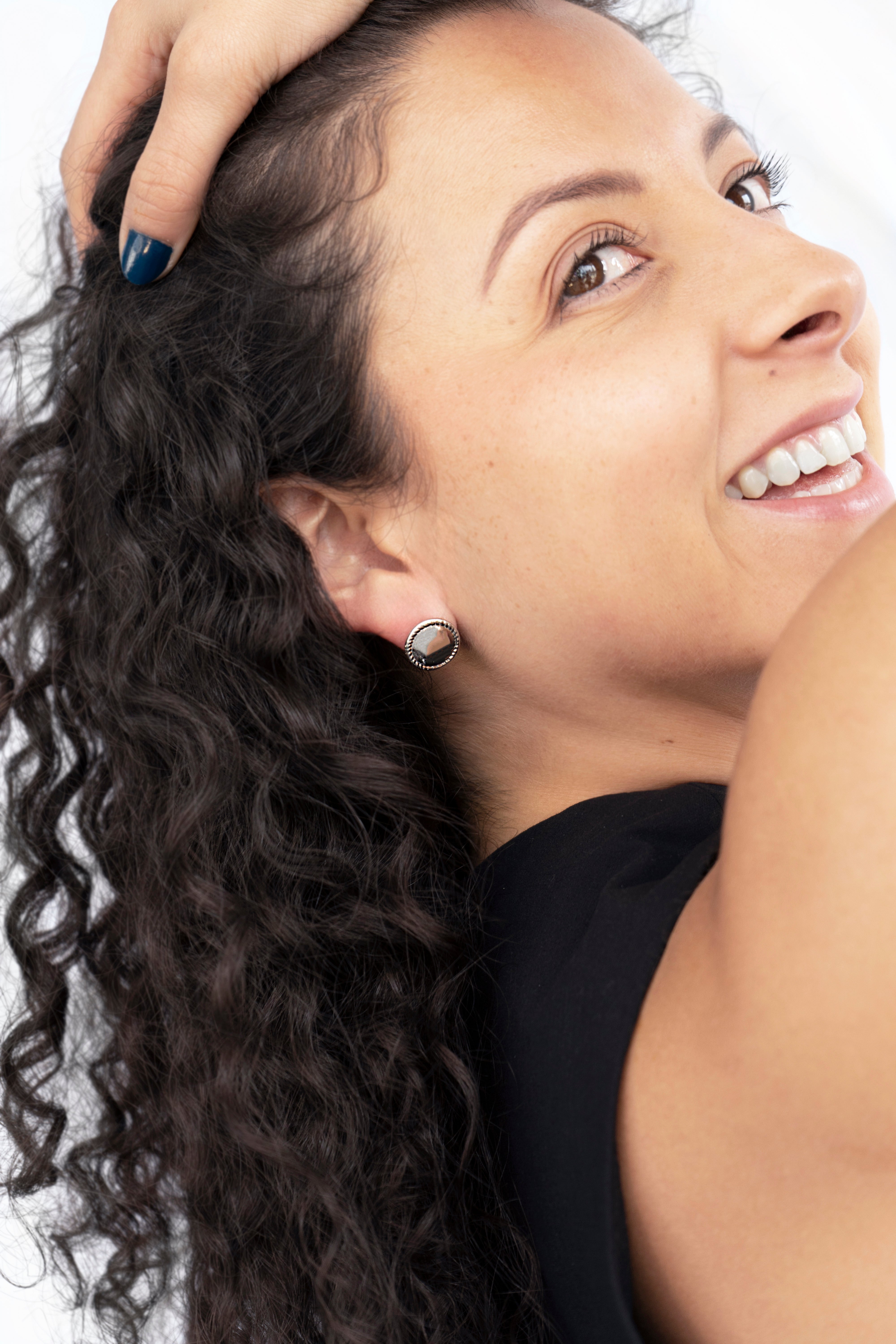 Button Earrings Silver