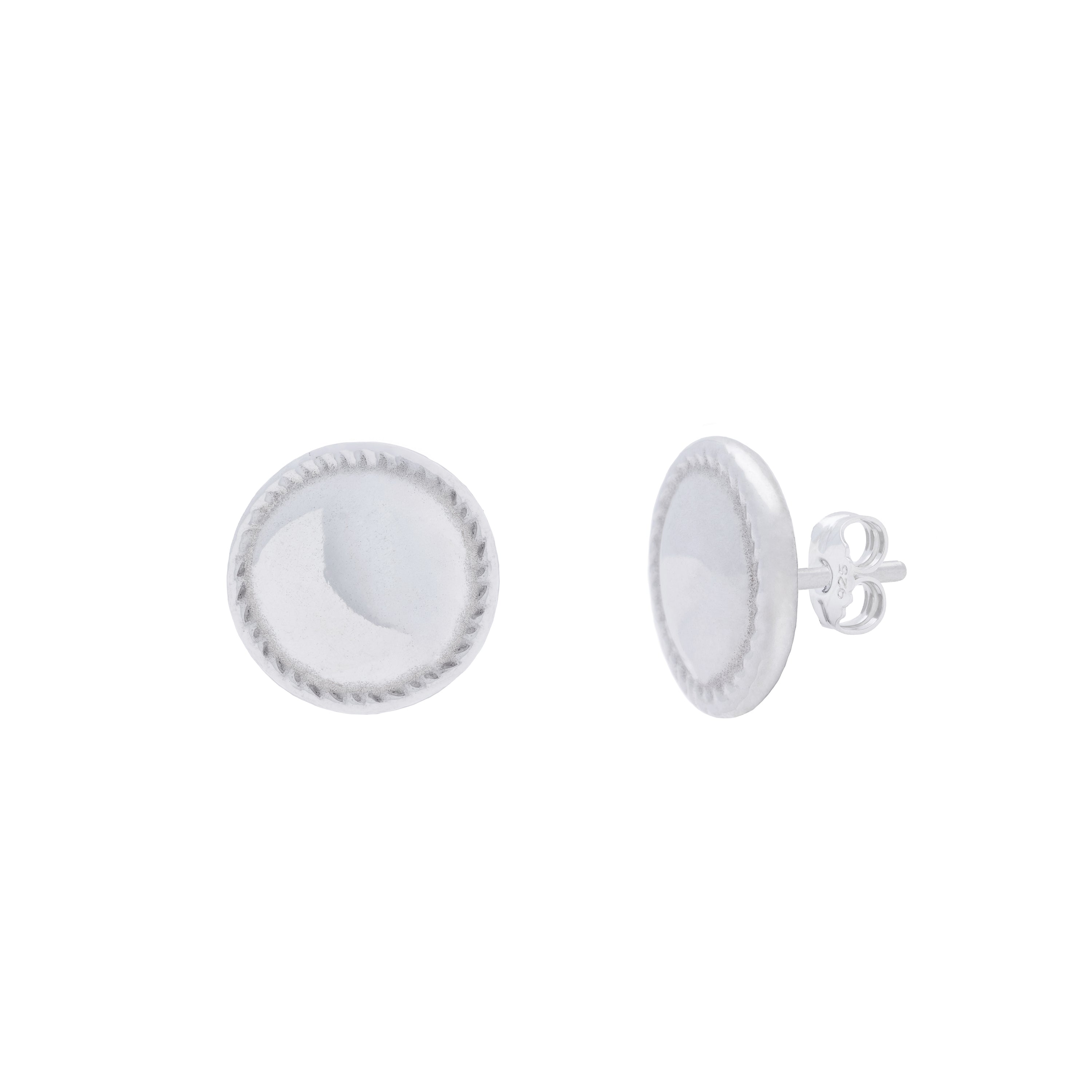 Button Earrings Silver