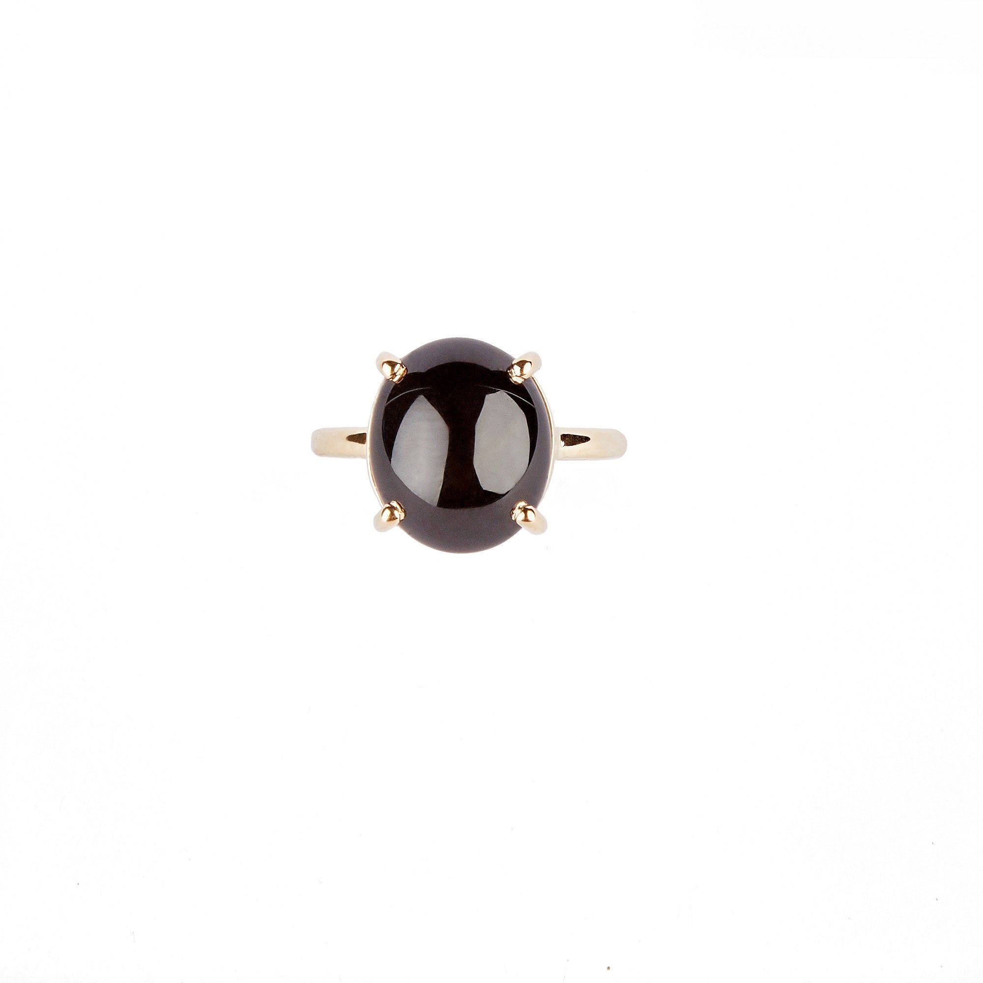 14k Yellow Gold Oval Onyx Ring