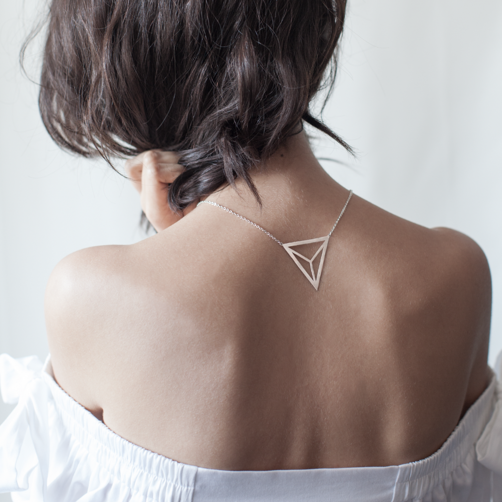 Divided Triangle Necklace Silver