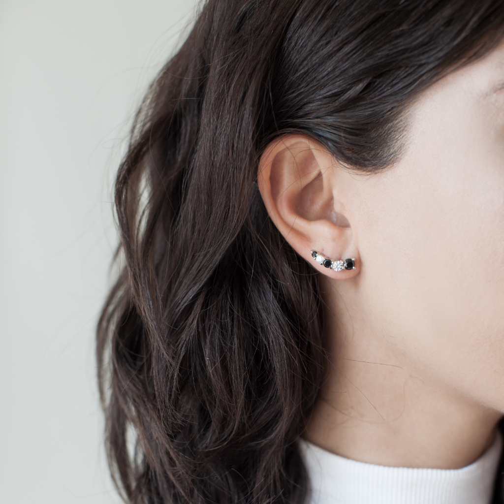Black and White Adar Earcuff Silver