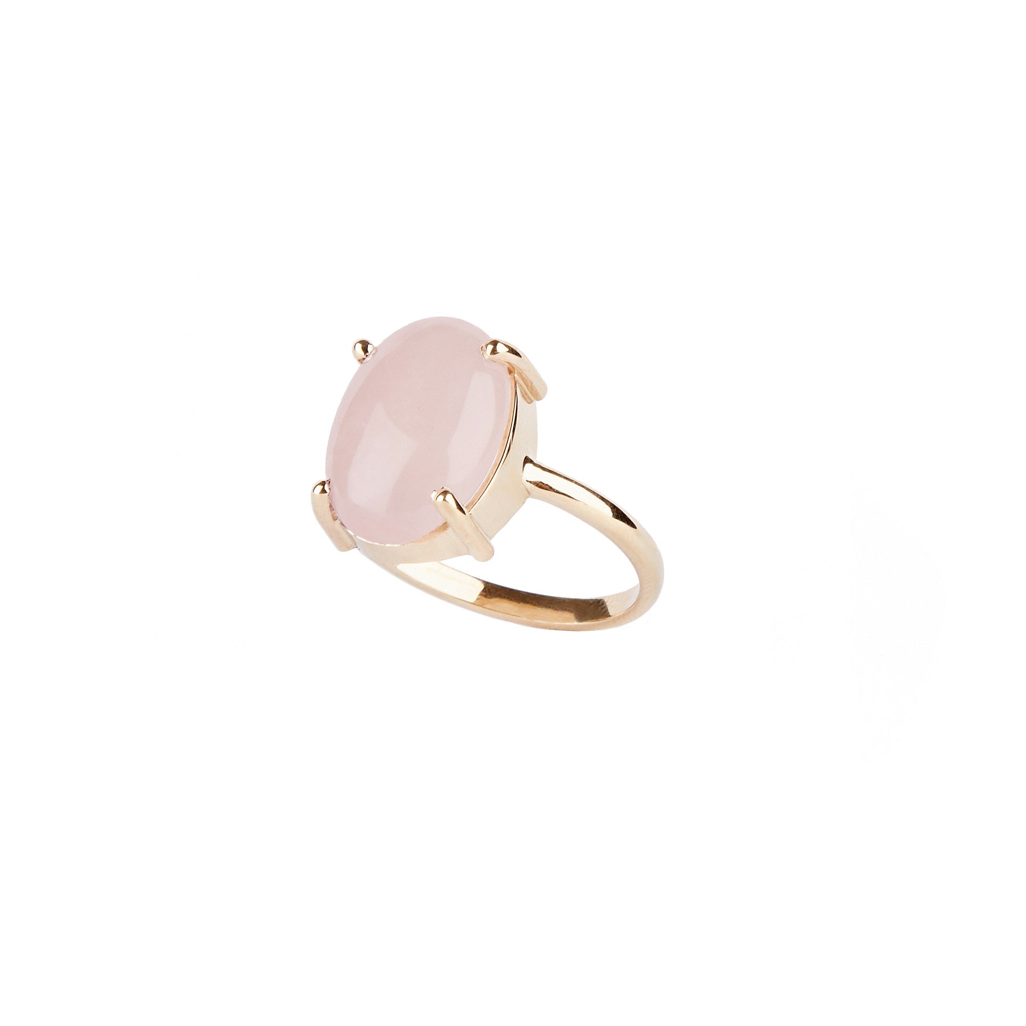 Gold Oval Rose Quartz Ring
