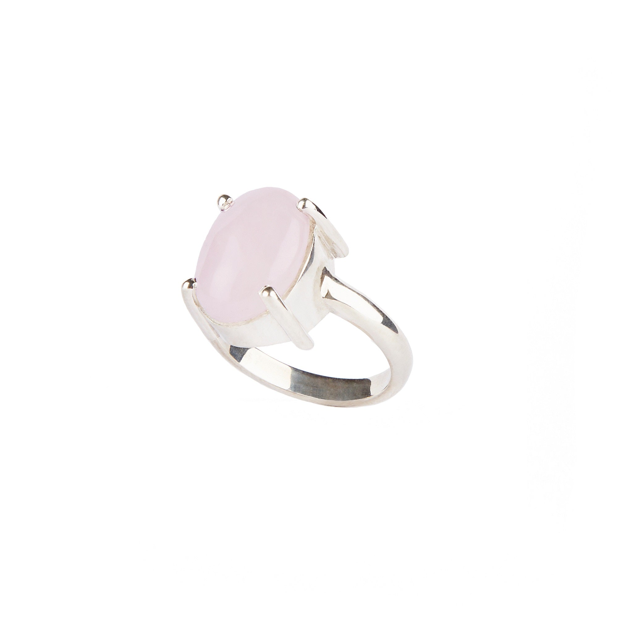 Sterling Silver Oval Rose Quartz Ring