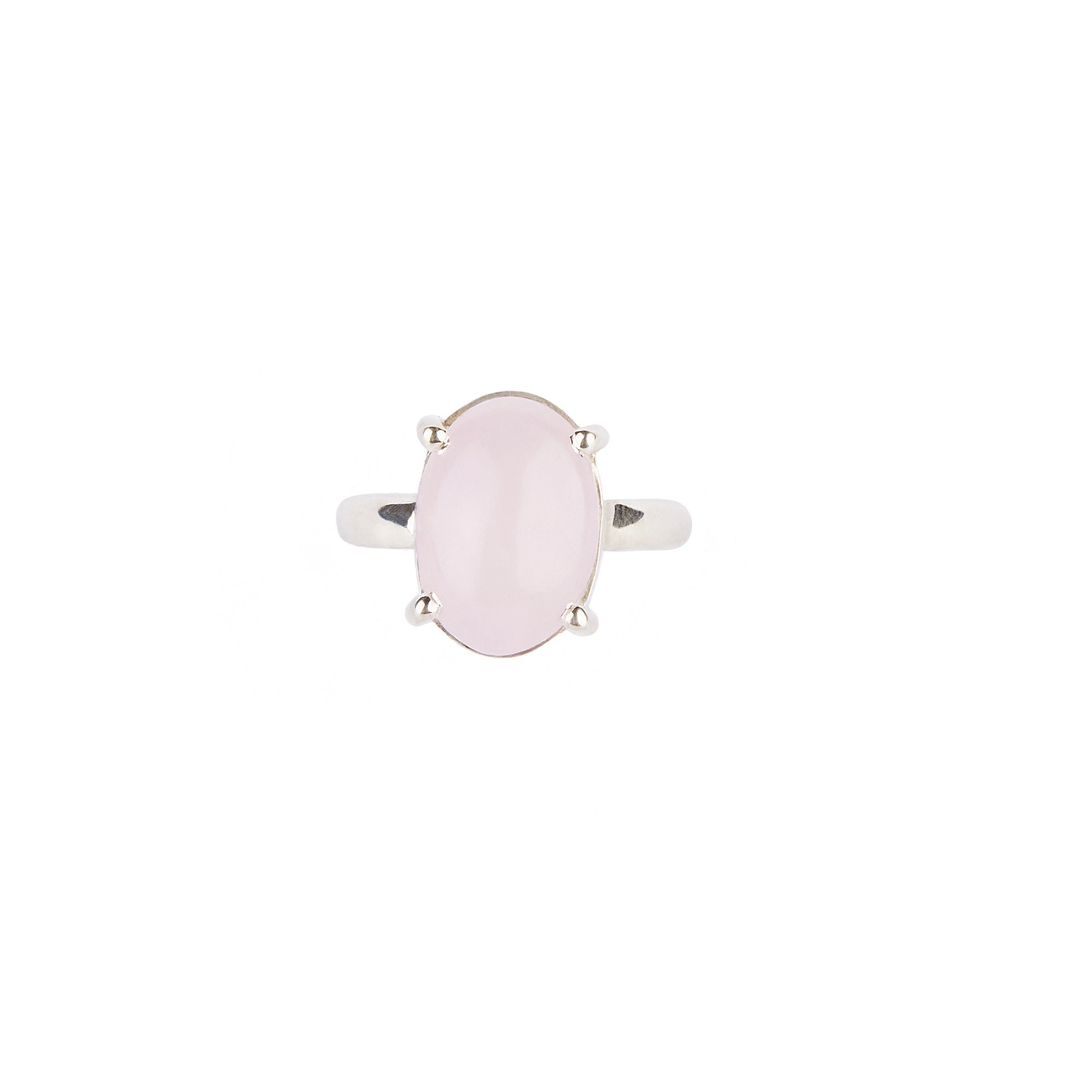 Sterling Silver Oval Rose Quartz Ring