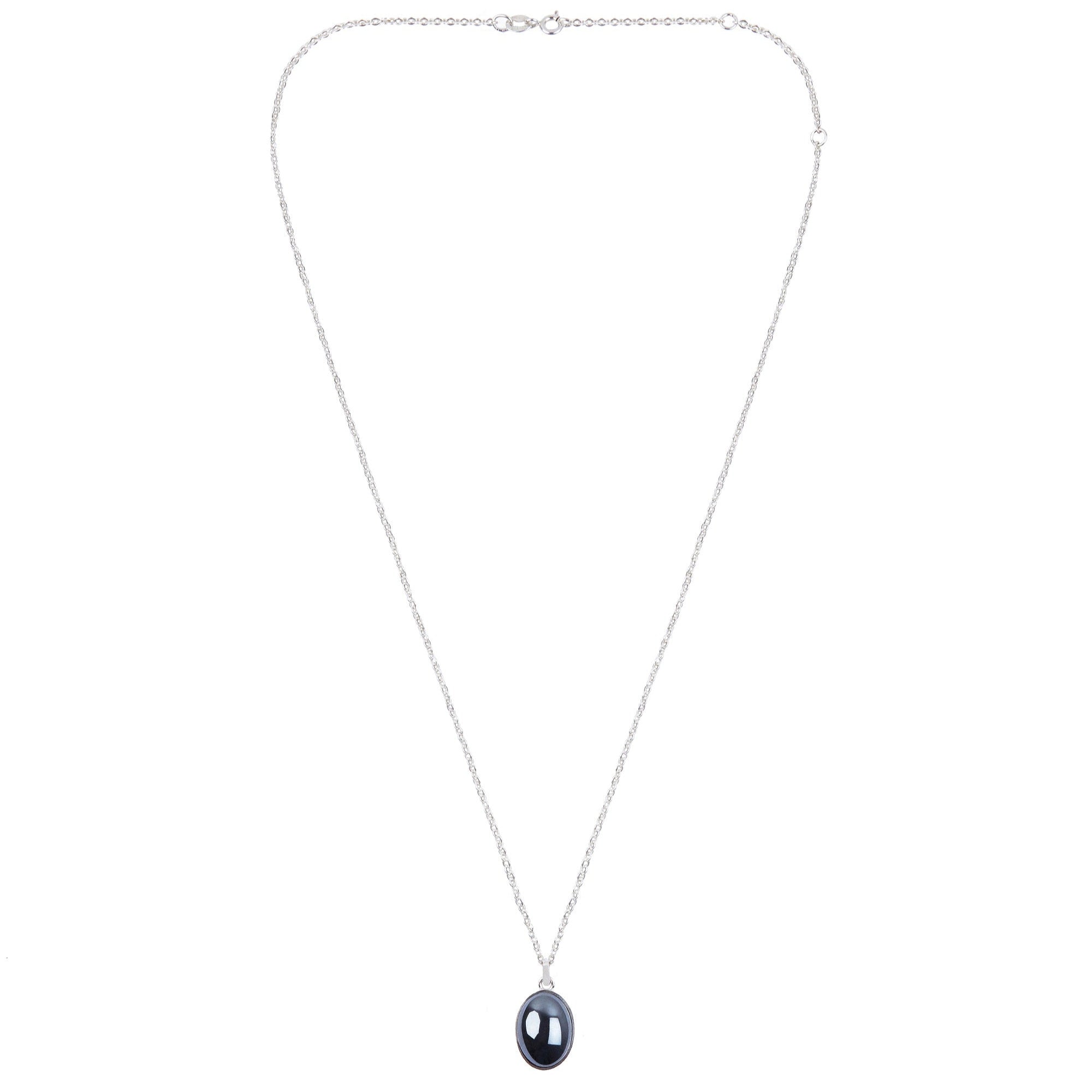 Oval Hematite Necklace Silver