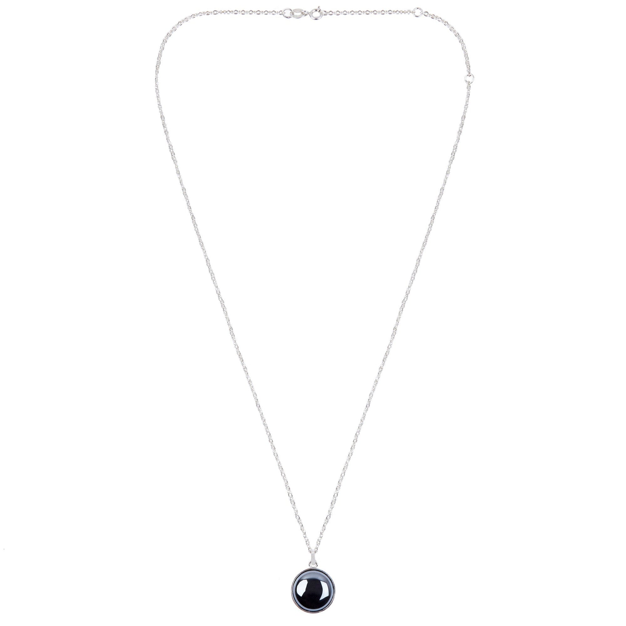 Round Hematite Necklace Silver