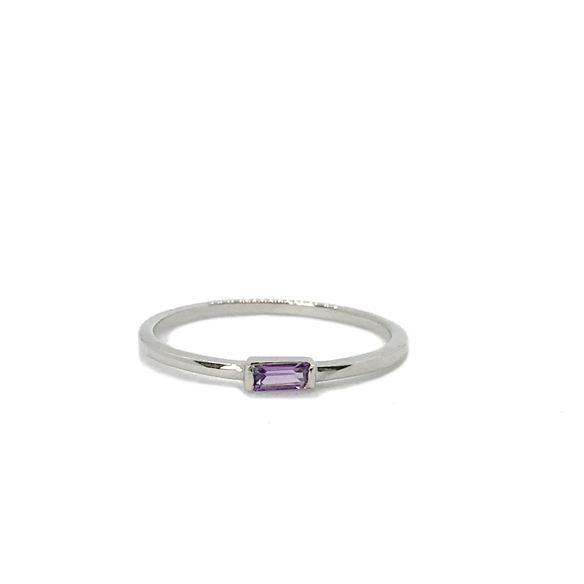 14k White Gold and Baguette Amethyst Ring