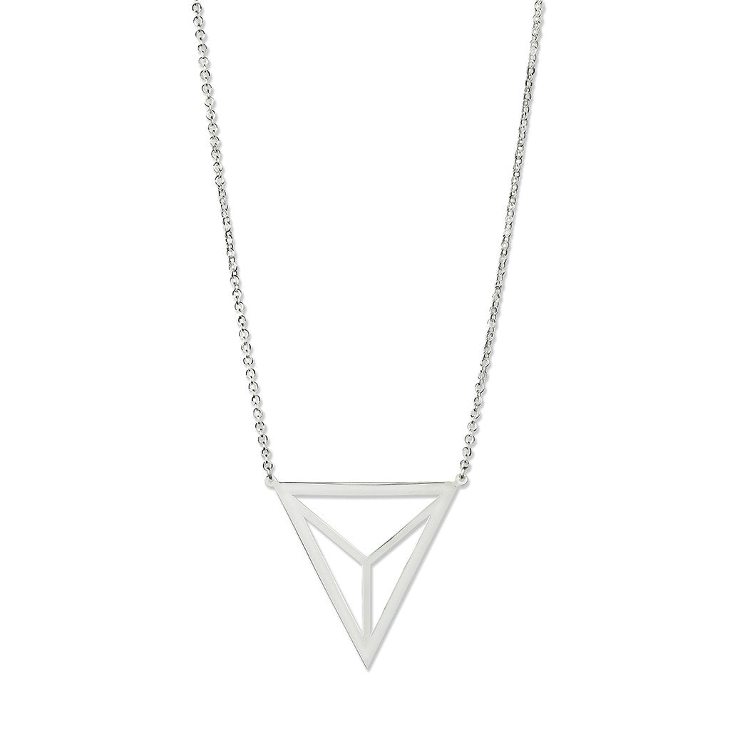 Divided Triangle Necklace Silver